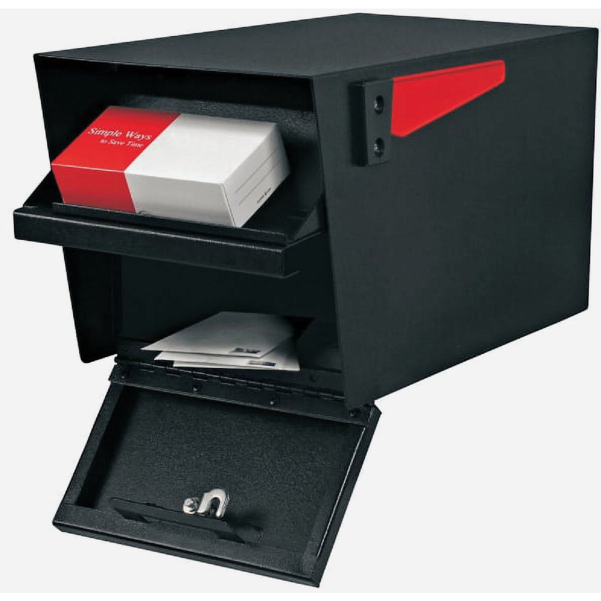 Mail Boss Mail Manager Black Steel Locking Security Post Mount Mailbox ...