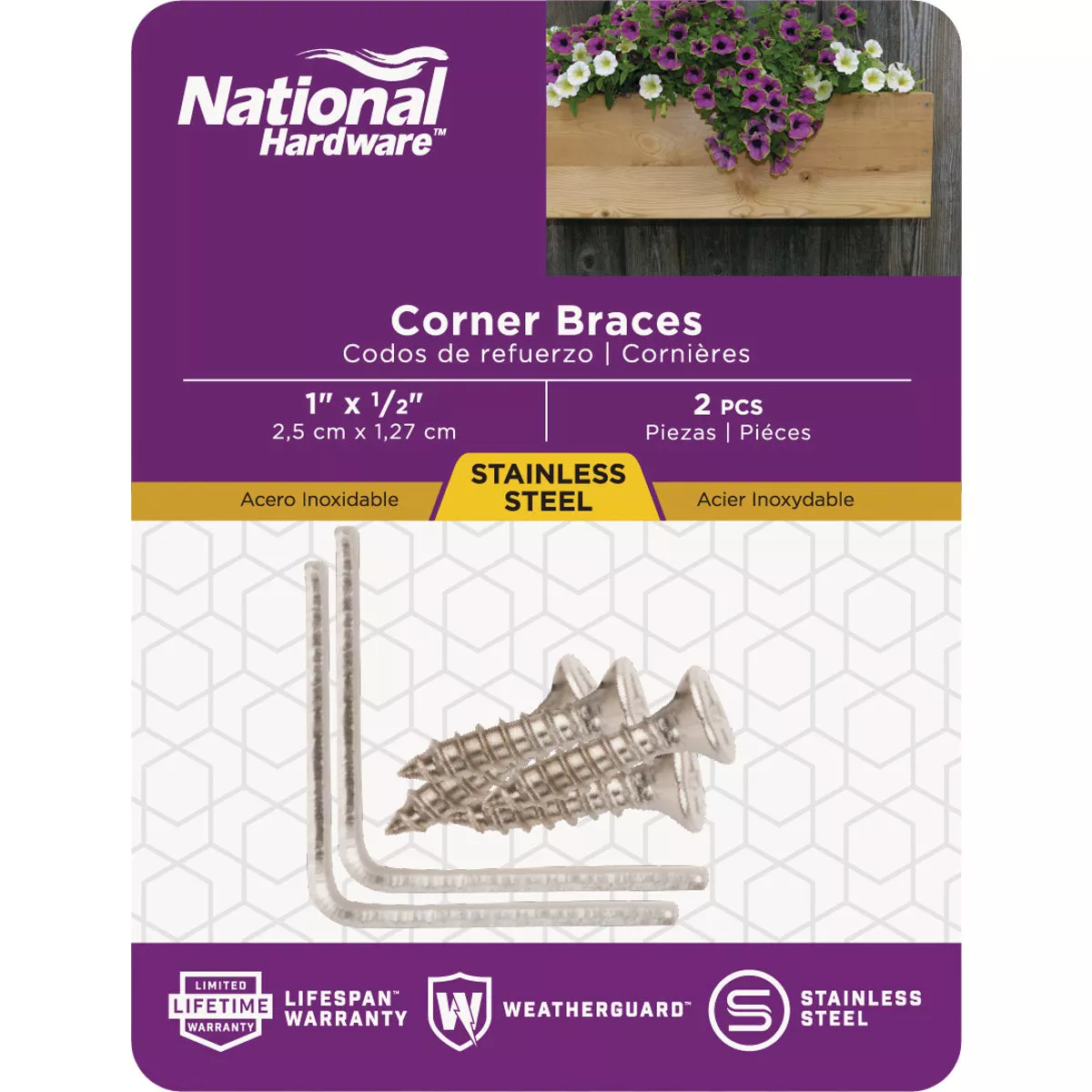 National Hardware 1 In. x 1/2 In. Stainless Steel Corner Brace (2-Count) - photo 2