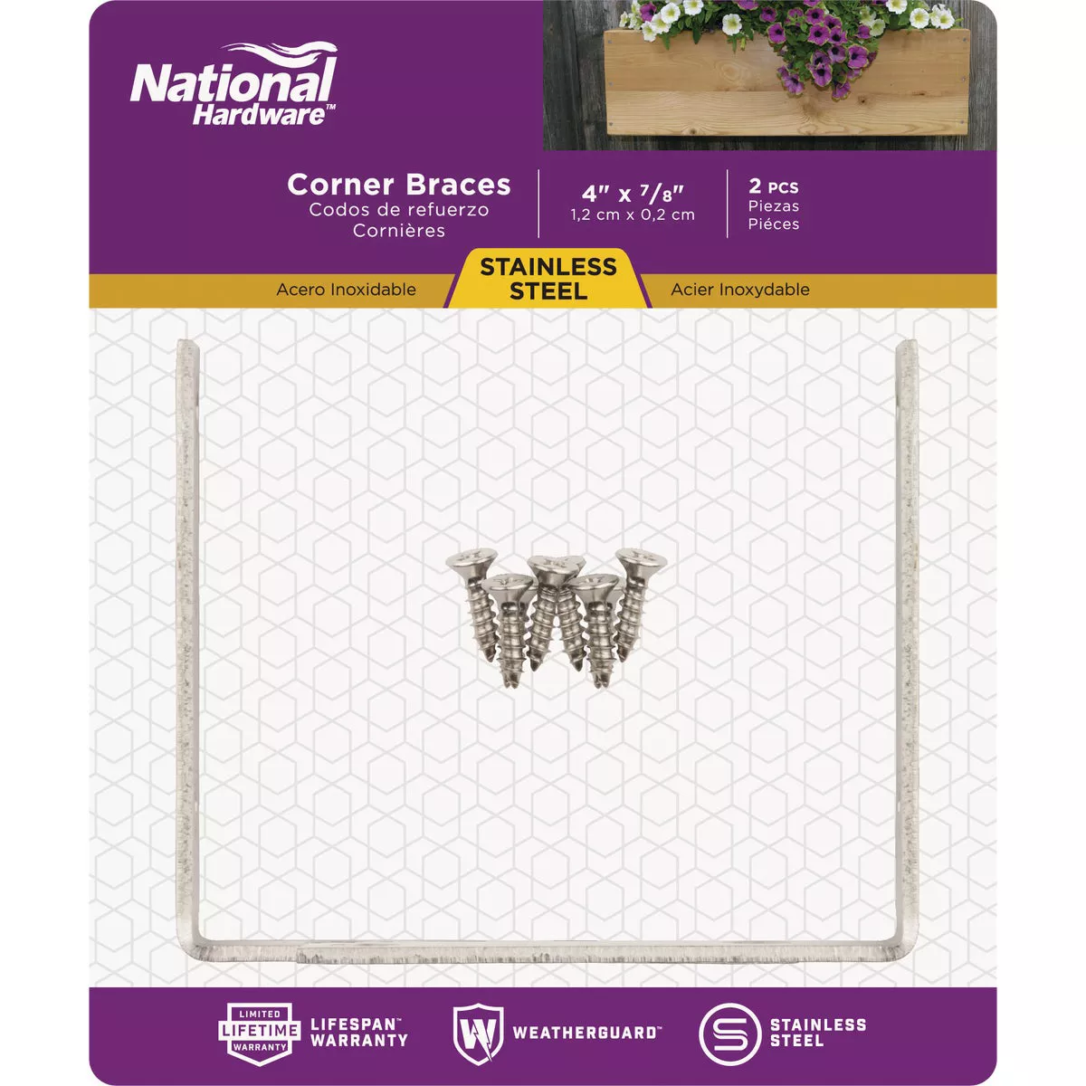 National Hardware 4 In. x 7/8 In. Stainless Steel Corner Brace (2-Count) - photo 2