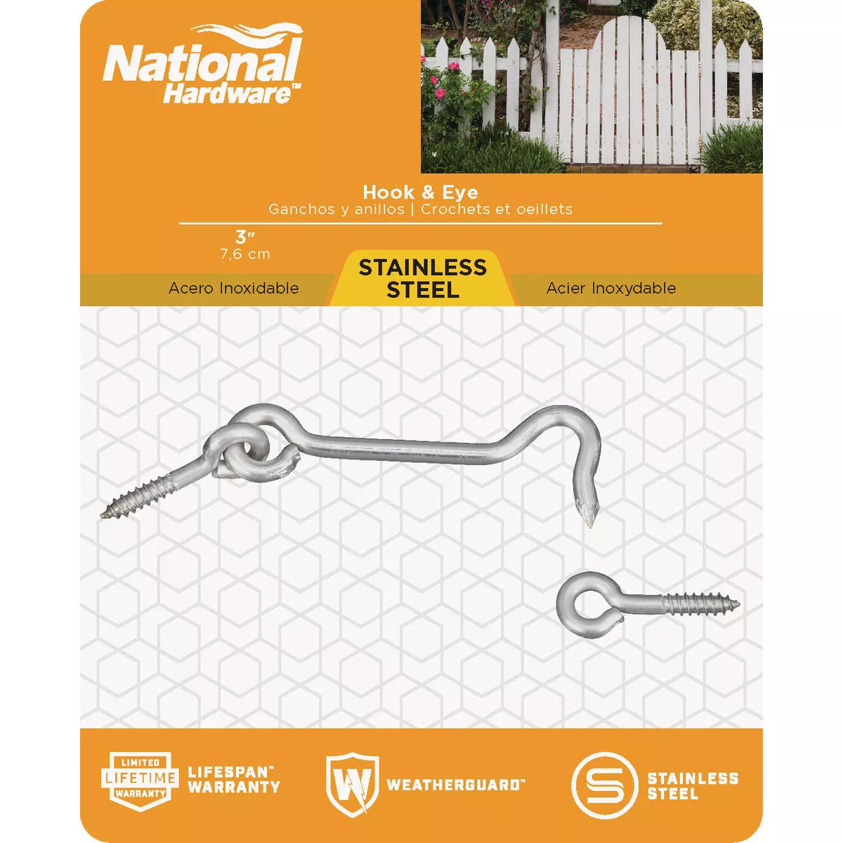National Hardware Stainless Steel 3 In. Hook & Eye Bolt - photo 2