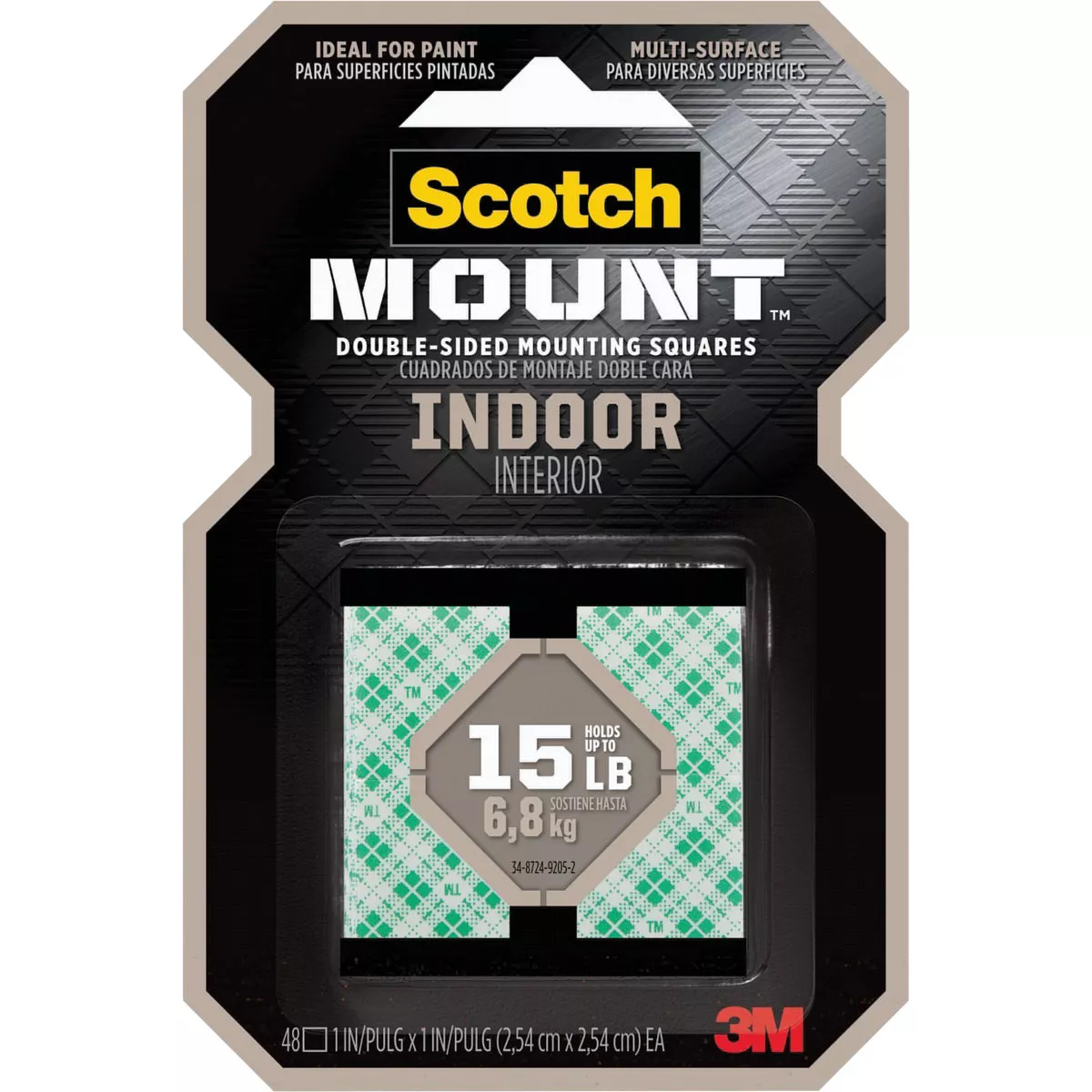 Scotch Mount 1 In. x 1 In. 15 Lb. Capacity Removable Mounting Squares (48-Pack)