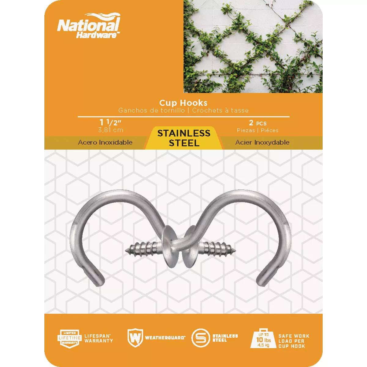 National Hardware 1-1/2 In. Stainless Steel Cup Hook - photo 2