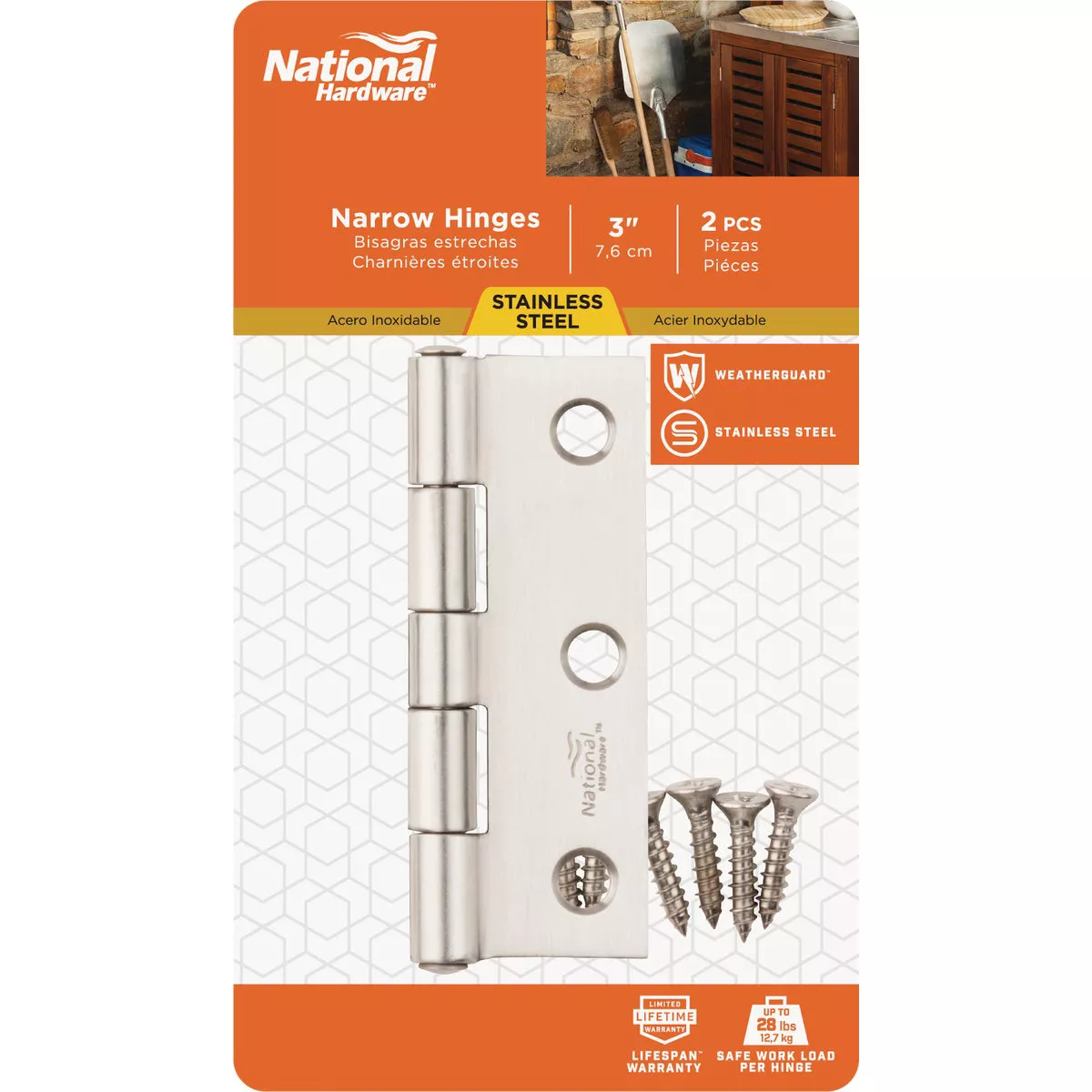 National Hardware 3 In. Stainless Steel Narrow Tight-Pin Hinge (2-Pack) - photo 2