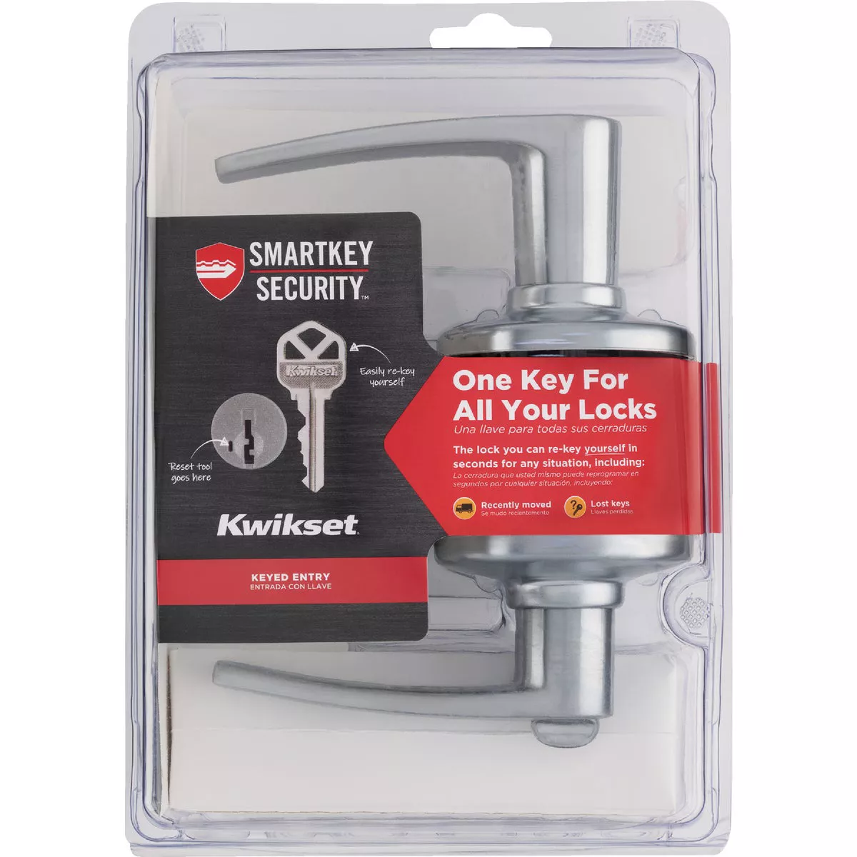 Kwikset Satin Chrome Delta Entry Door Lever with SmartKey - photo 2