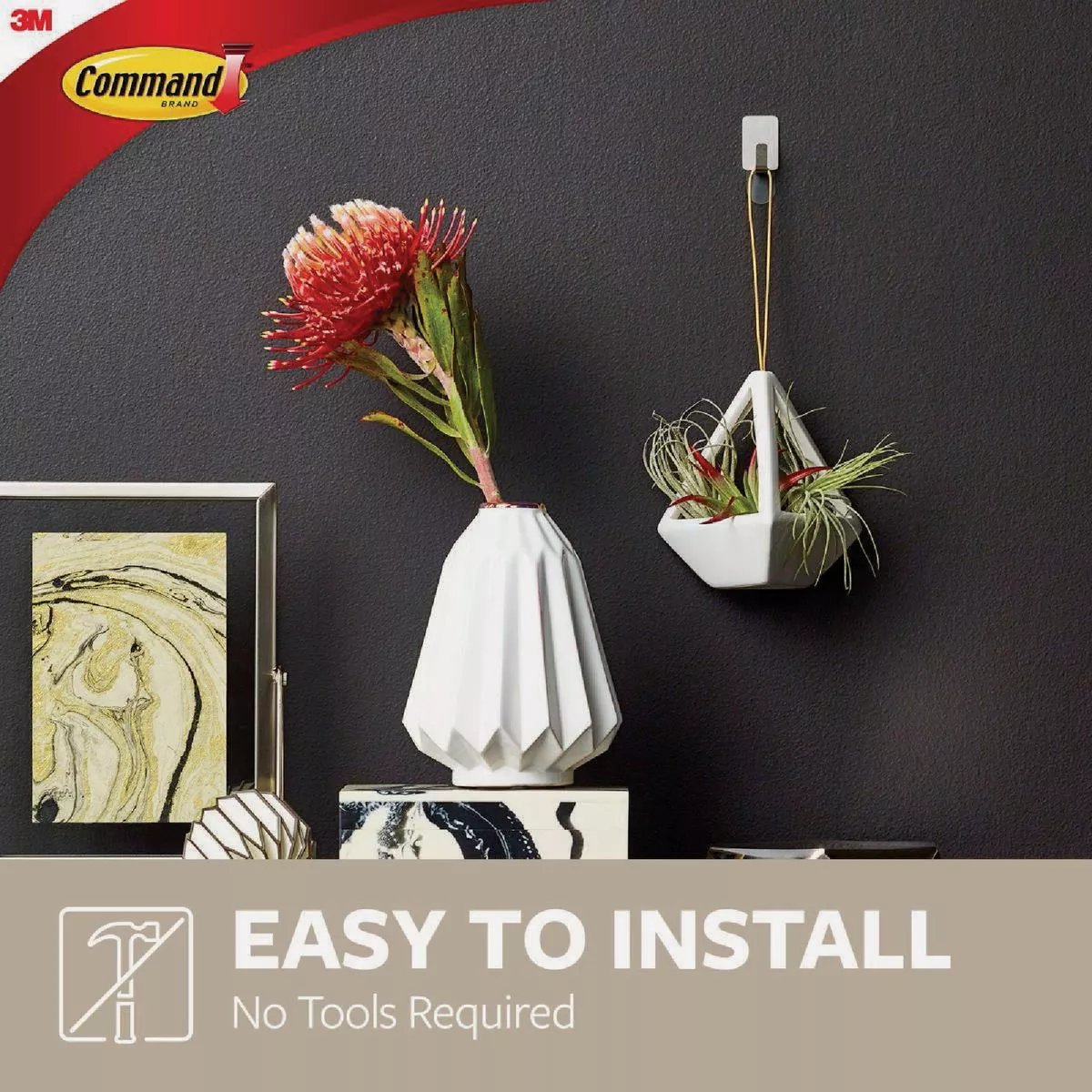 Command Small Stainless Steel Metal Hooks, 4 Hooks, 5 Strips - photo 3