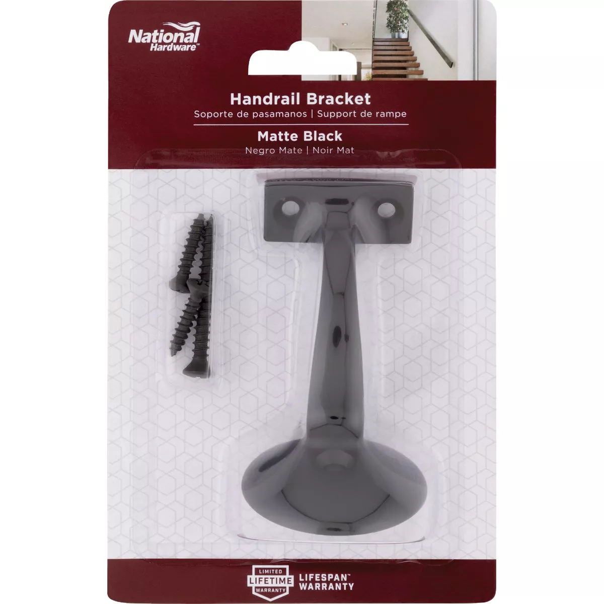 National Hardware Matte Black Zinc Handrail Bracket - photo 2