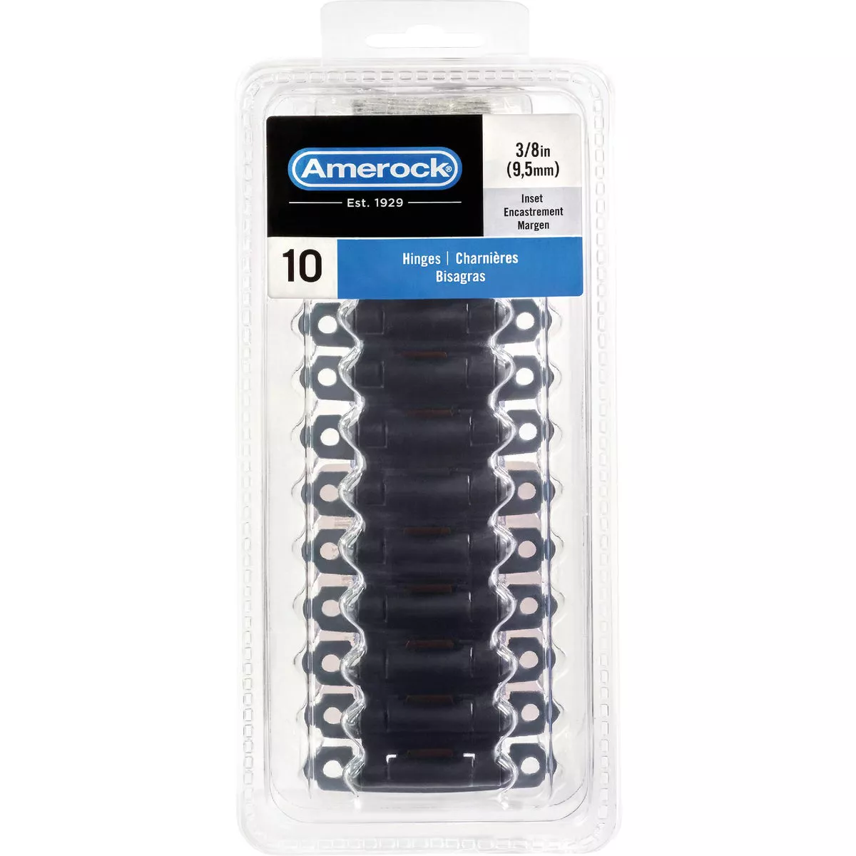 Amerock 3/8 In. Matte Black Inset Self Closing Face Mount Cabinet Hinge (10-Pack) - photo 2