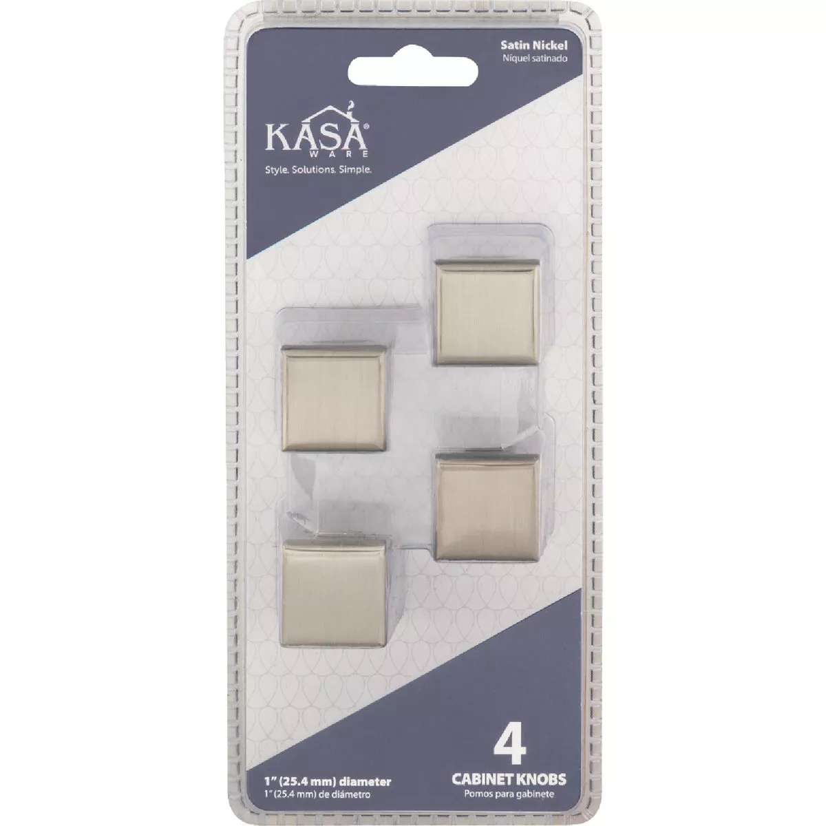 KasaWare 1 In. Diameter Satin Nickel Flared Foot Square Knob (4-Pack) - photo 2