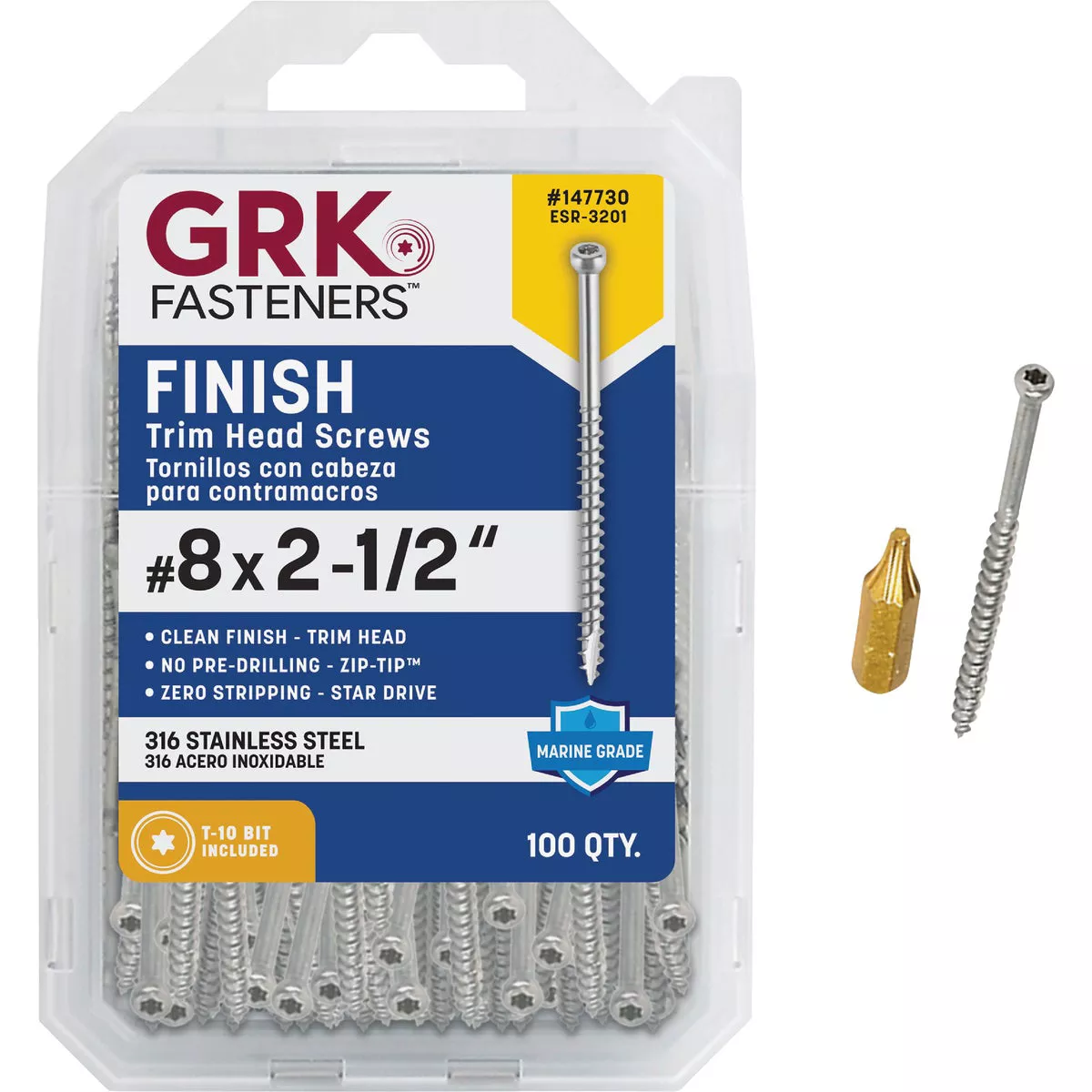 GRK #8 x 2-1/2 In. Star Drive Stainless Steel Trim Screw (100 Ct.) - photo 2