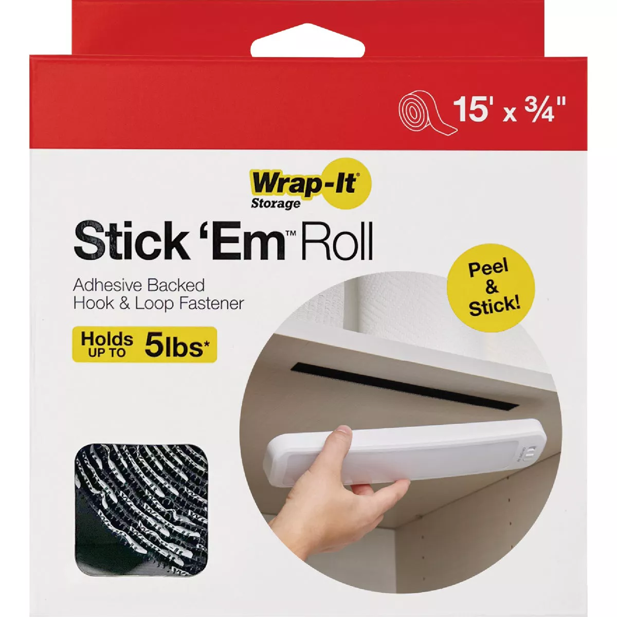 Wrap-It Storage Stick 'Em 3/4 In. x 15 Ft. Black Hook & Loop Roll - photo 7