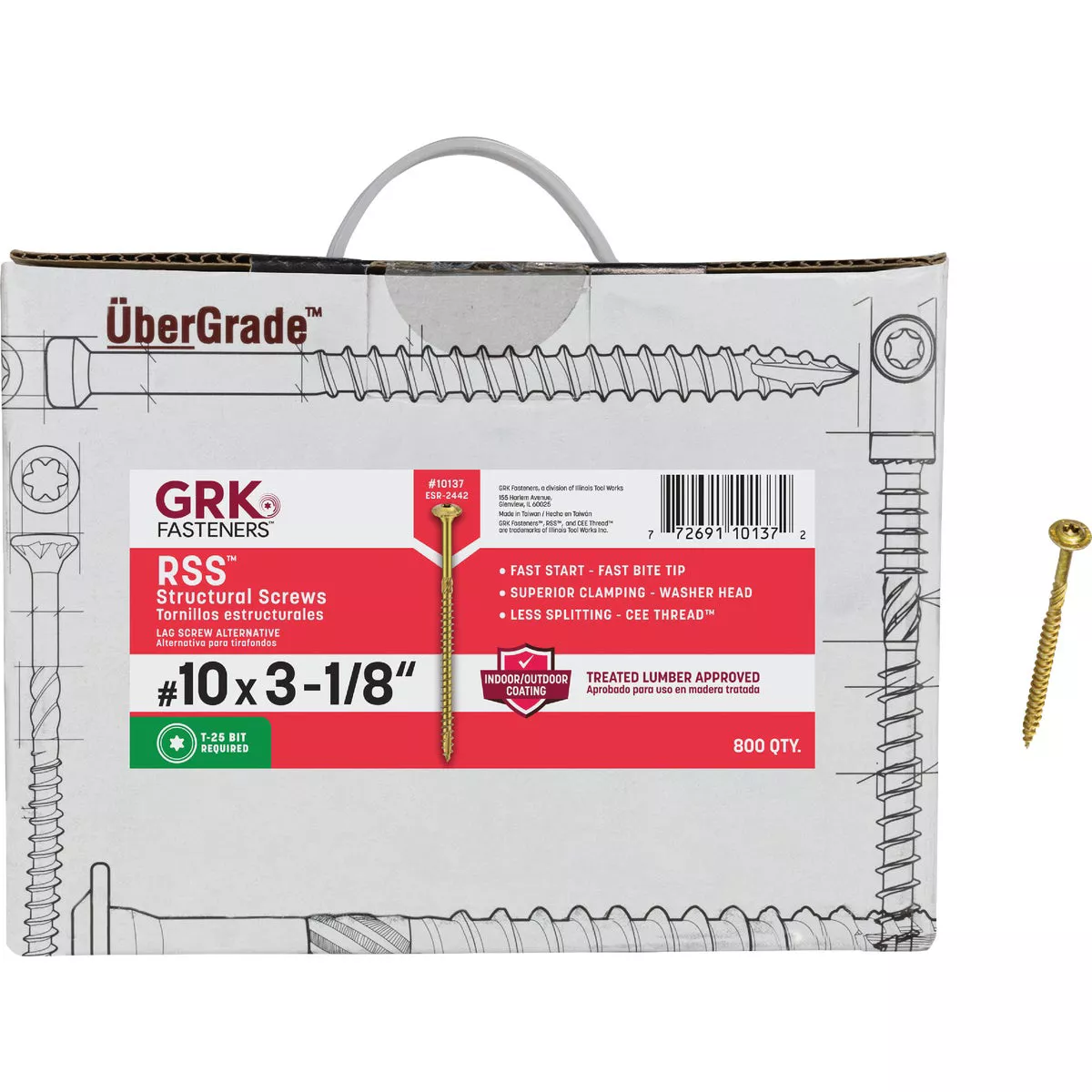 GRK RSS Rugged #10 x 3-1/8 In. Star Drive Washer-Head Structure Screw (800 Ct.)