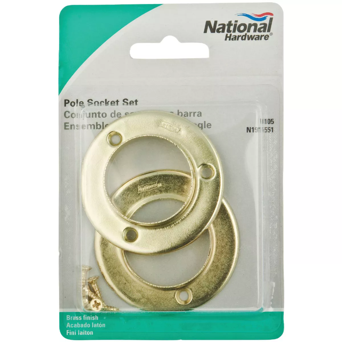 National Hardware 1-3/8 In. Satin Brass Steel Closet Rod Socket (2-Pack) - photo 2
