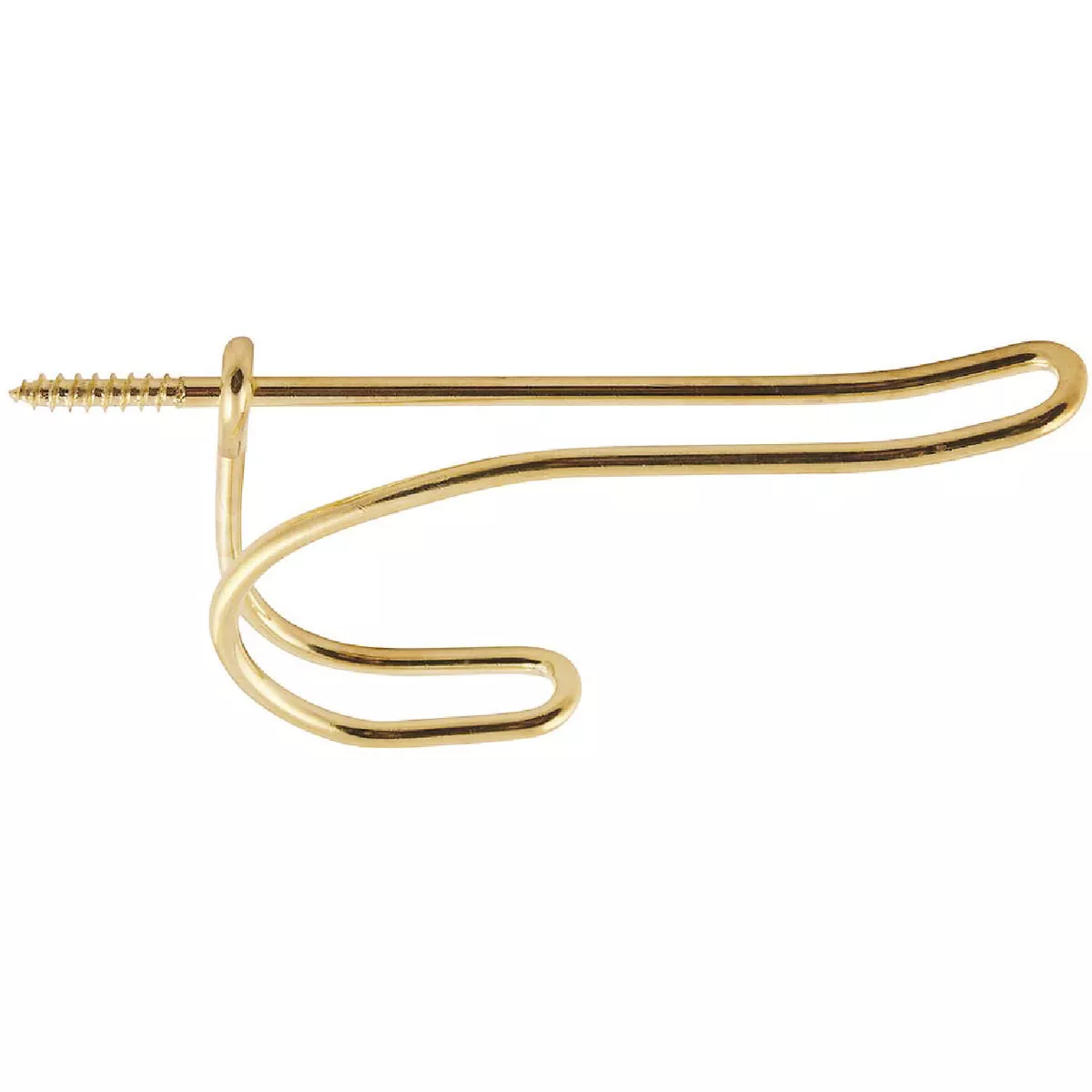 National Bright Brass Wire Coat & Hat Wardrobe Hook, 2 per Card