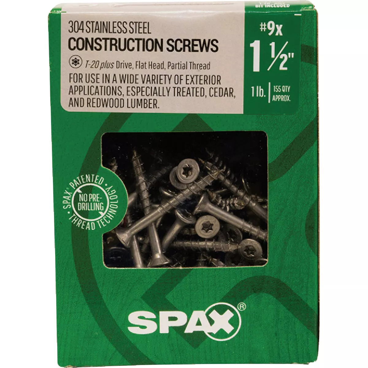 SPAX #9 x 1-1/2 In. T20 Plus Flat Head 304 Stainless Steel (Exterior Rated) Wood Screw (155 Ct.) - photo 3