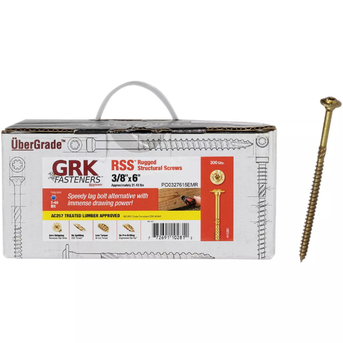 GRK RSS Rugged 3/8 In. x 6 In. Star Drive Washer Head Structure Screws (300 Ct.)