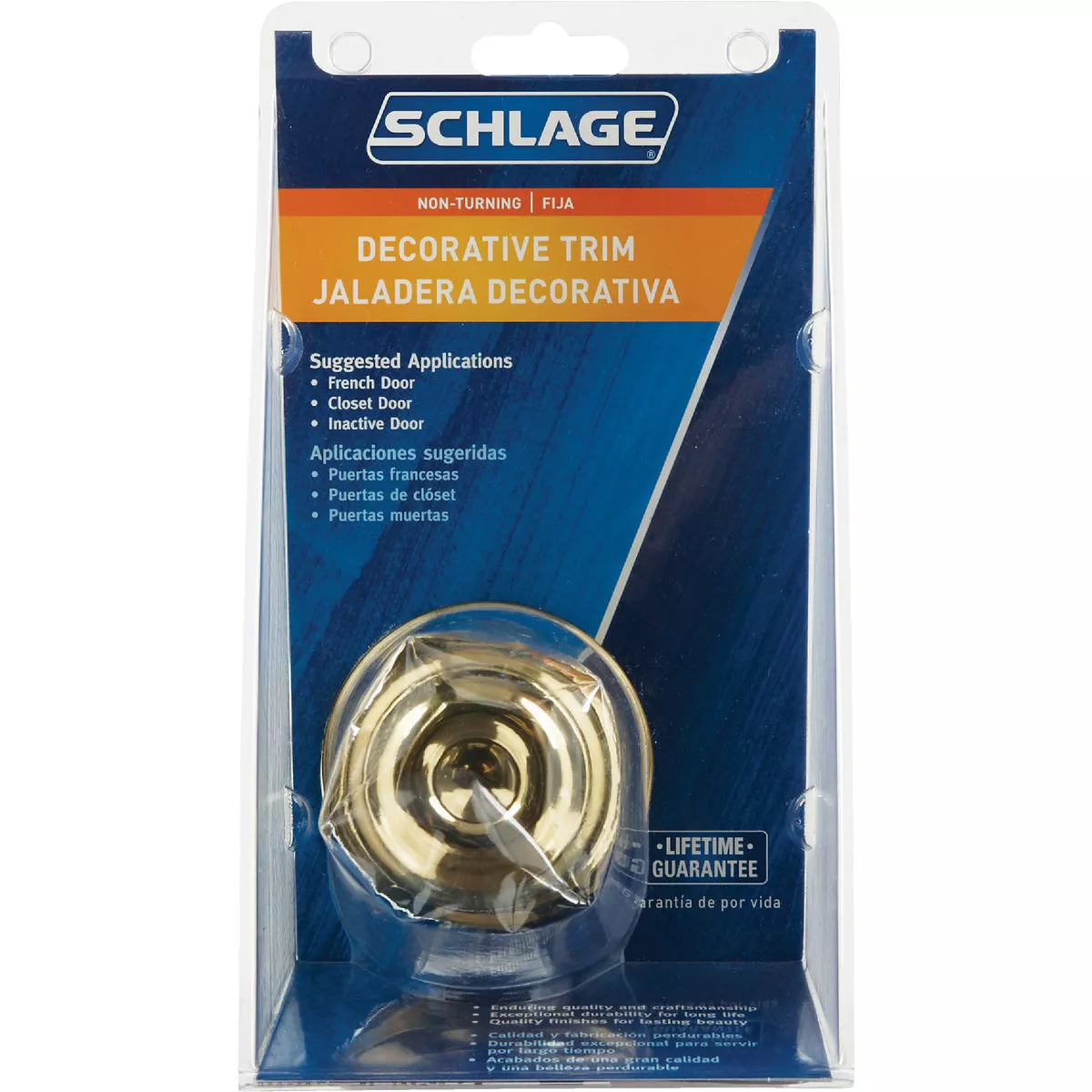 Schlage Bright Brass Georgian Dummy Door Knob - photo 2