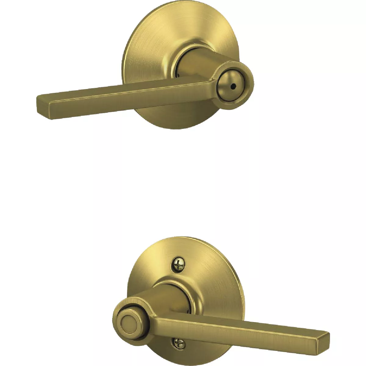 Schlage F Series Latitude Lever Bed and Bath Lock in Satin Brass - photo 3