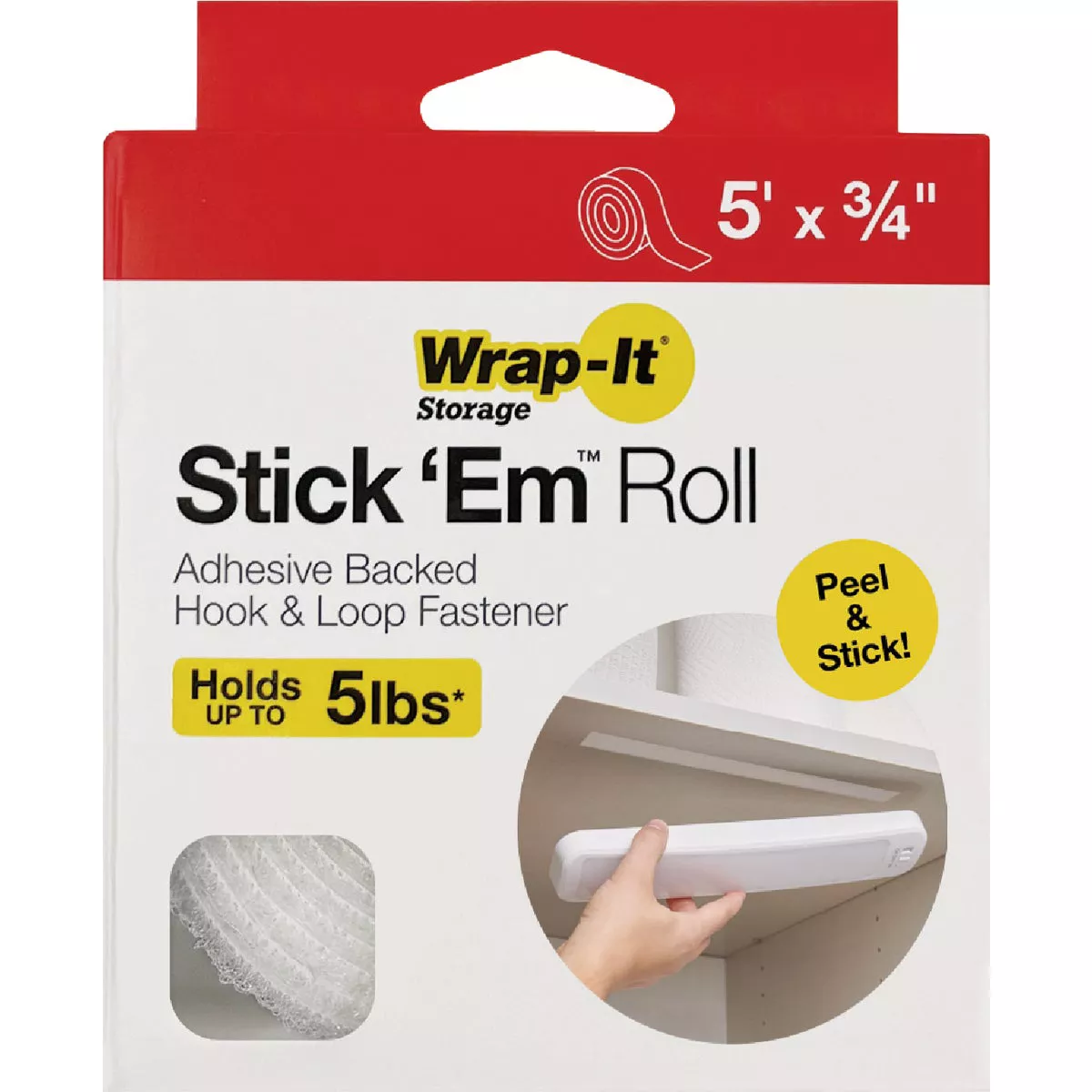 Wrap-It Storage Stick 'Em 3/4 In. x 5 Ft. White Hook & Loop Roll - photo 7