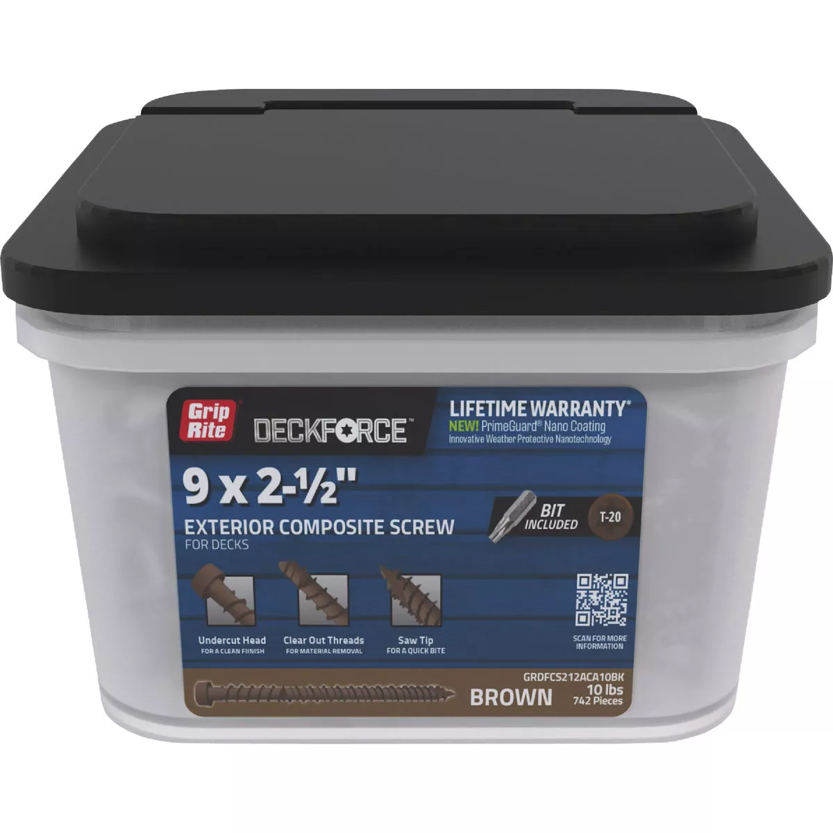 Grip-Rite DeckForce 2-1/2 In. Composite Acacia Deck Screw (10BK)