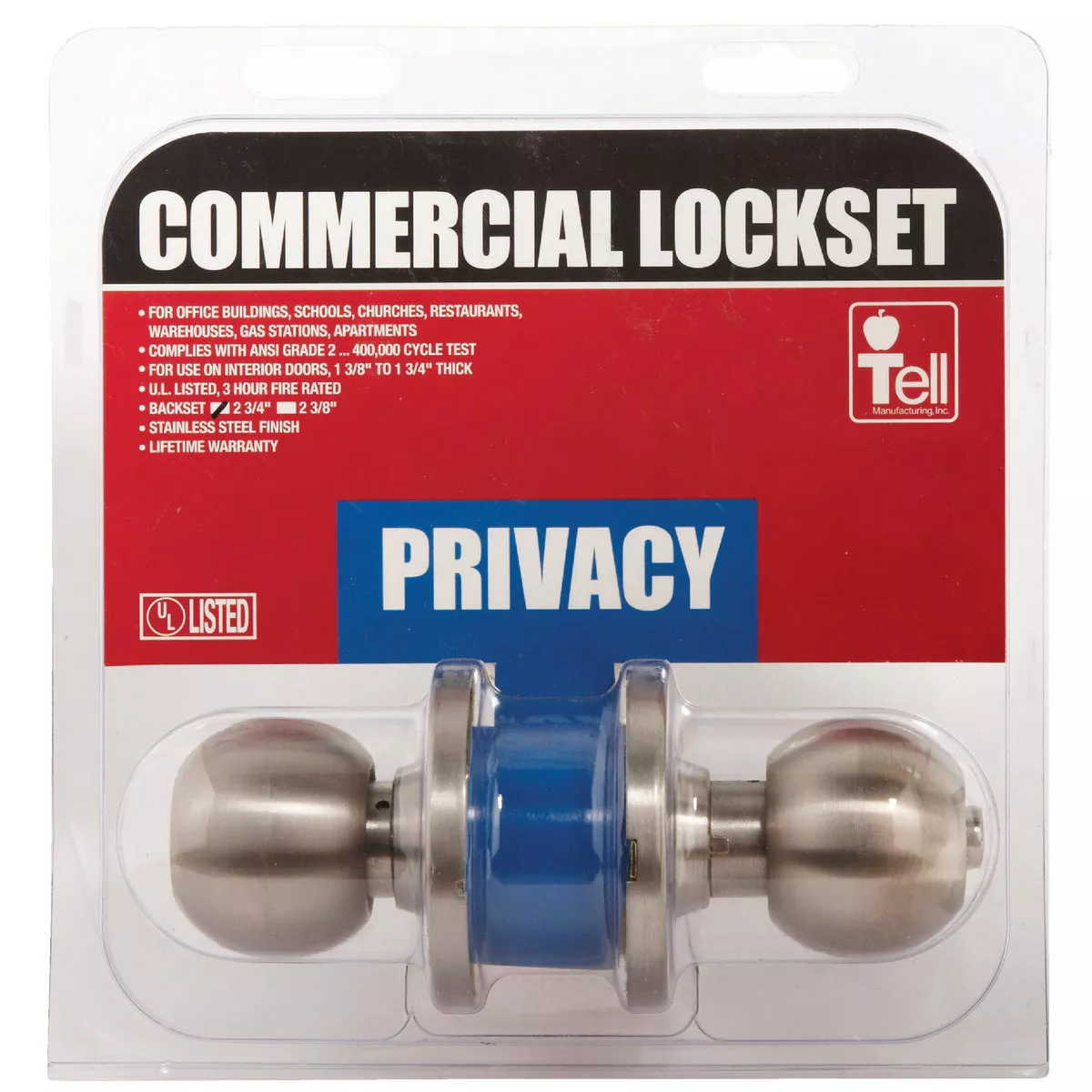 Tell Stainless Steel Bed & Bath Door Knob - photo 2