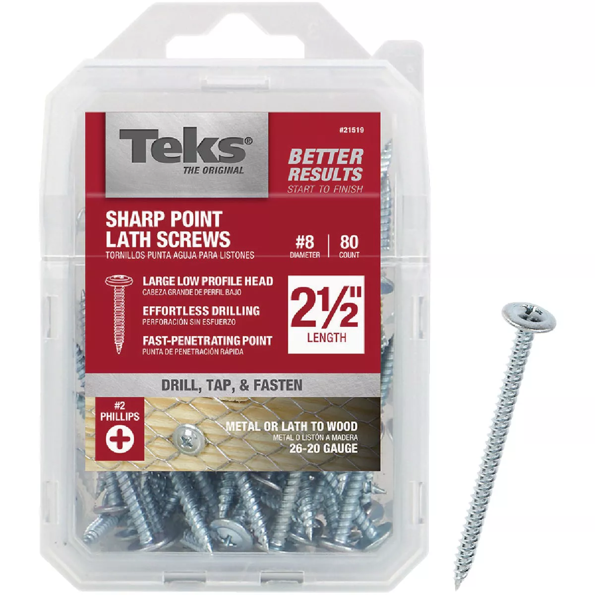 Teks #8 x 2-1/2 In. Modified Truss Head Sharp Point Lath Screw (80 Ct.)