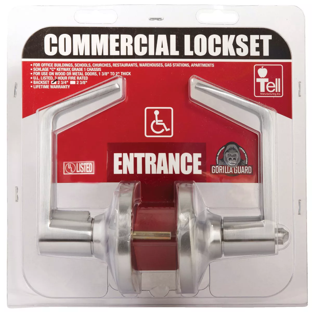 Tell Satin Chrome Entry Door Lever - photo 2