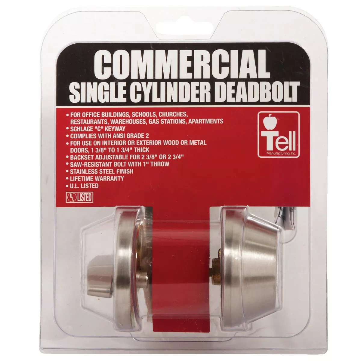 Tell Commercial Stainless Steel Single Cylinder Deadbolt - photo 2