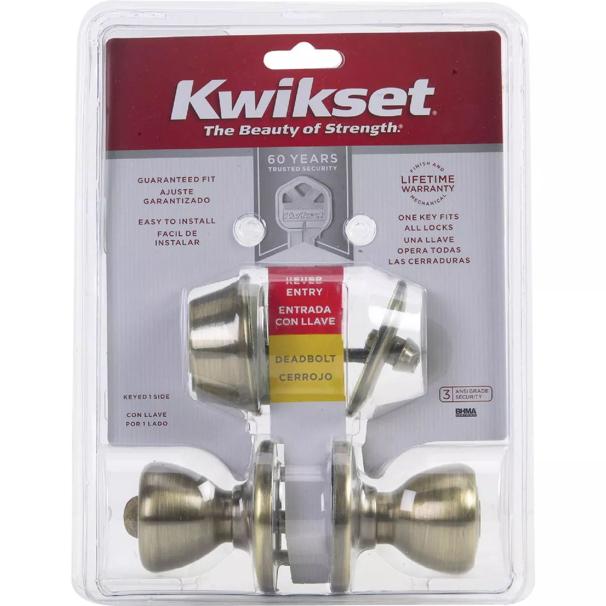Kwikset Antique Brass Deadbolt and Door Knob Combo - photo 2