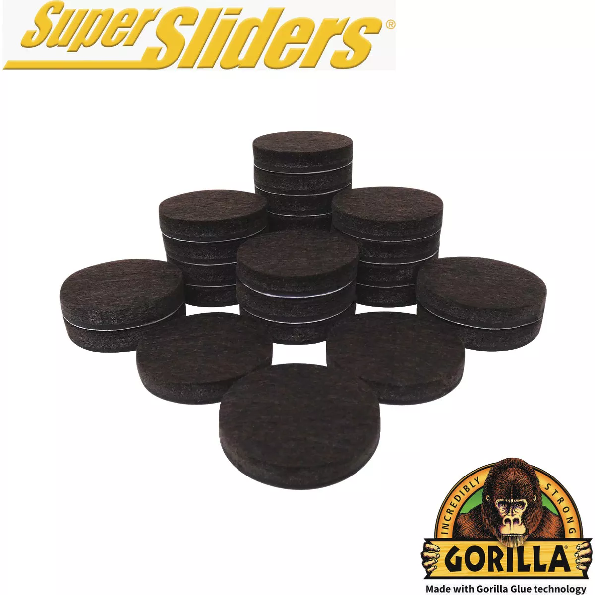 Gorilla Super Sliders 1-1/2 In. Brown Felt Pad (24-Piece)