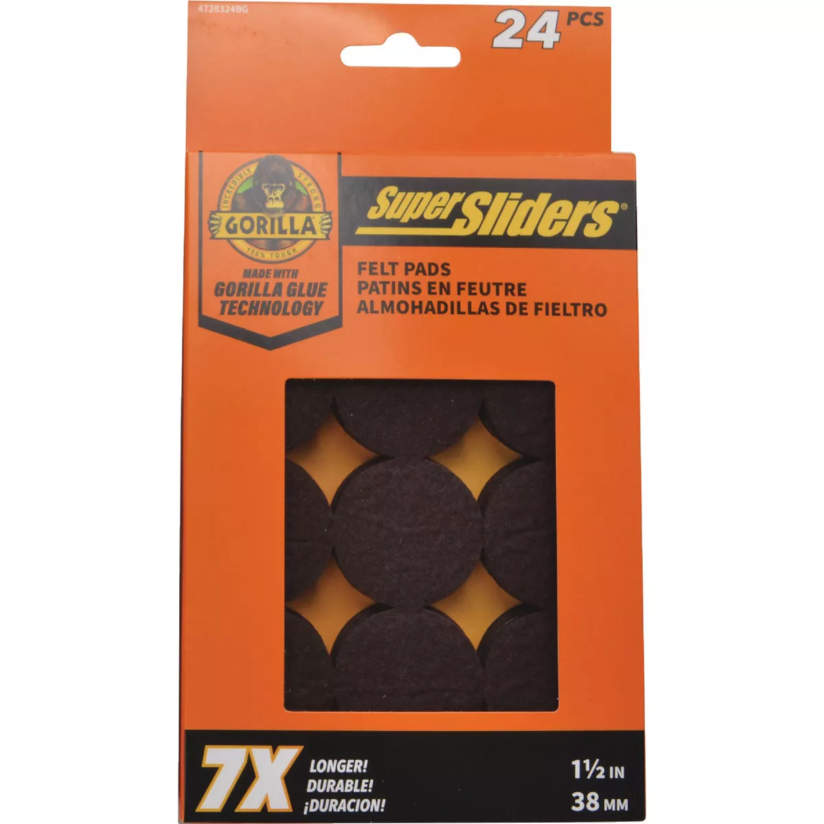 Gorilla Super Sliders 1-1/2 In. Brown Felt Pad (24-Piece) - photo 2