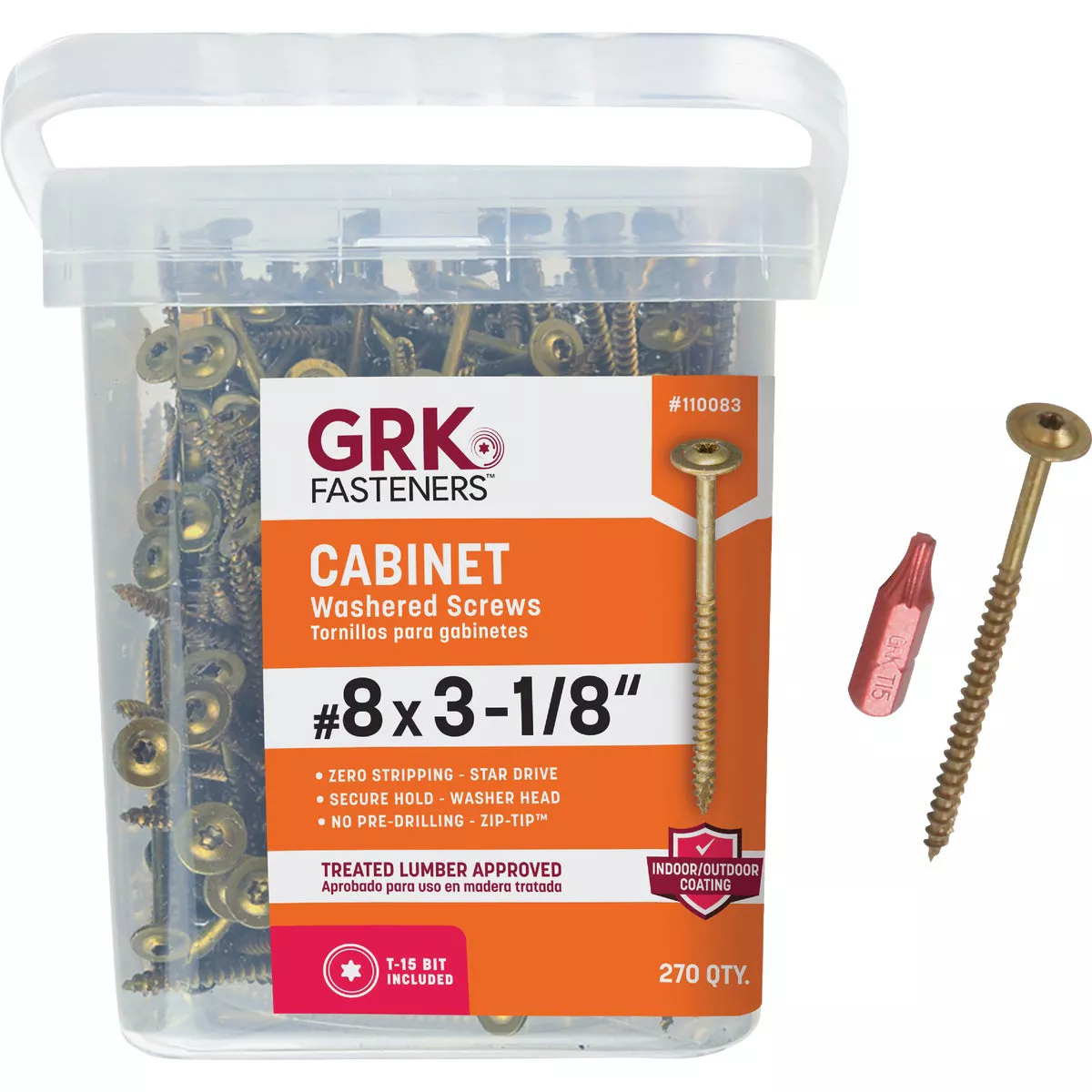 GRK #8 x 3-1/8 In. Star-Drive Cabinet Screws (270 Ct.)