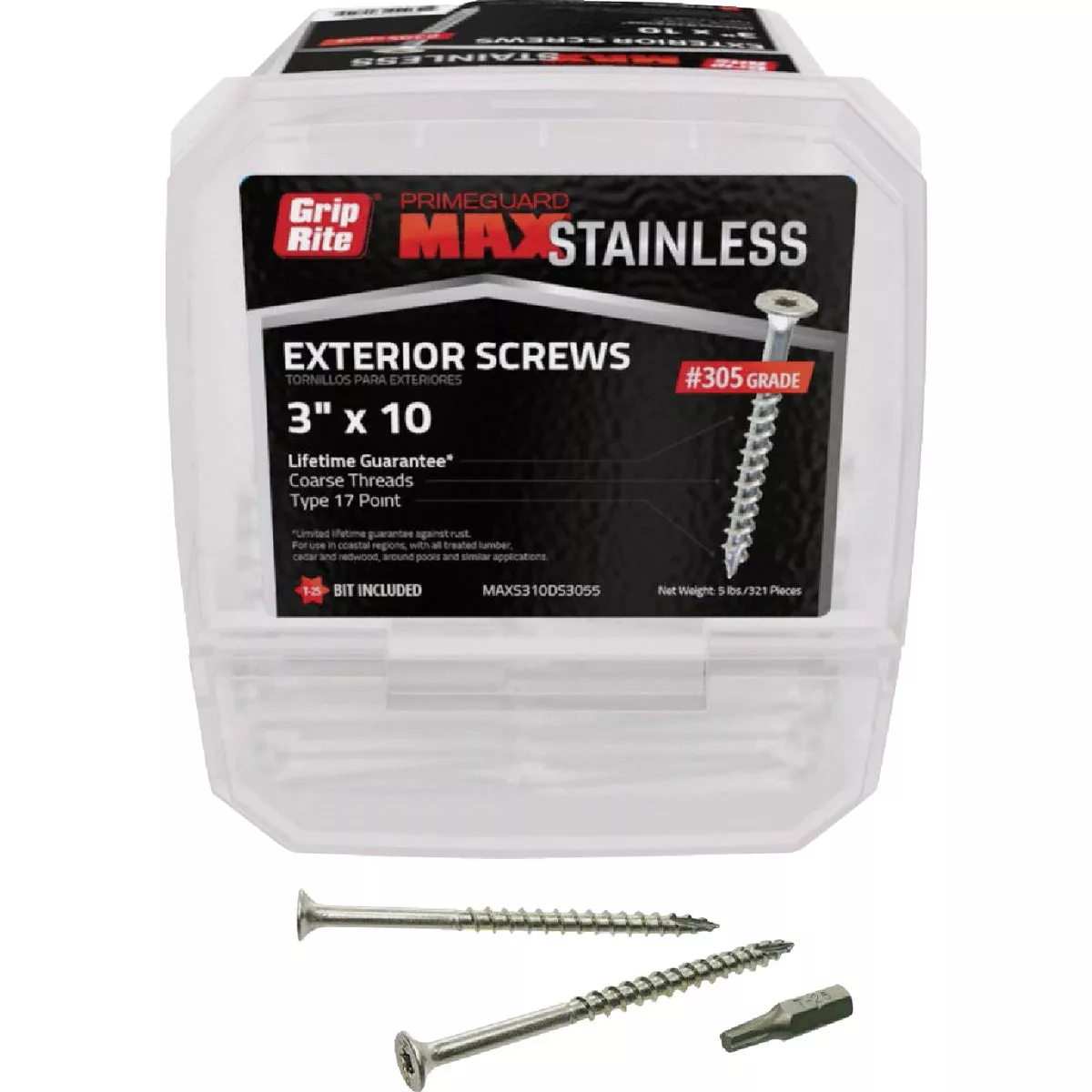 Grip-Rite PrimeGuard Max 3 In. T25 Star Drive Trim Head Stainless Steel Deck Screw (5 Lb.)