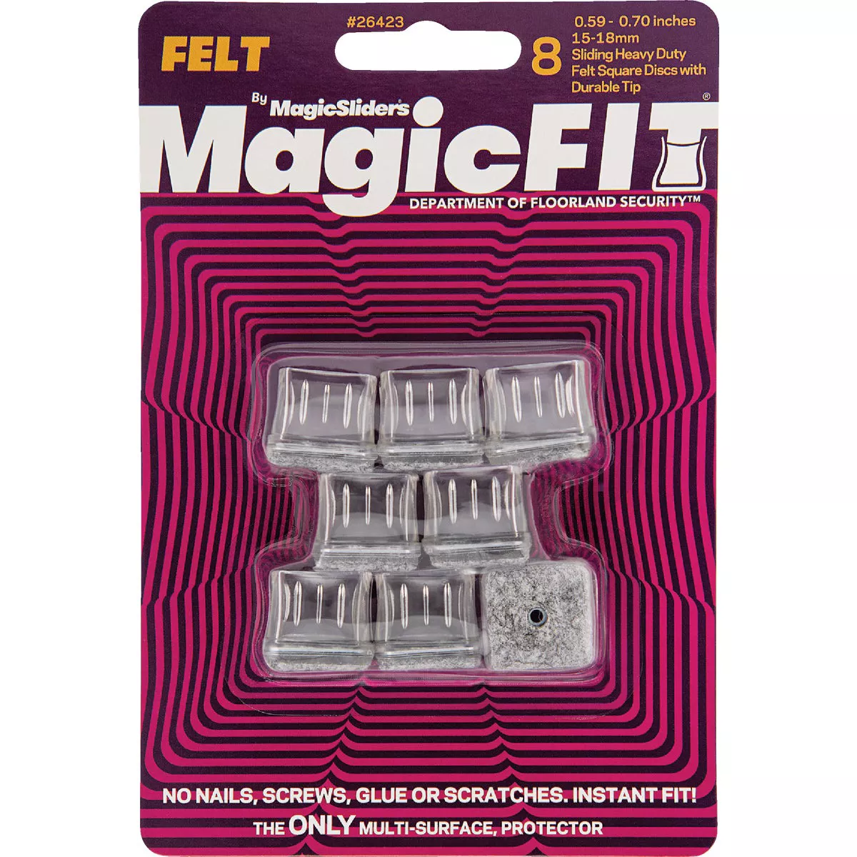 Magic Sliders Magic Fit - .59 In. - .70 In. Square Felt Furniture Leg Cup (8-Pack) - photo 2