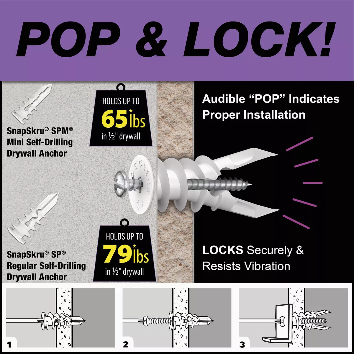 Toggler SnapSkru #8 x 1-1/2 In. 79 Lb. Nylon Self-Drilling Drywall Anchor (50 Ct.) - photo 5