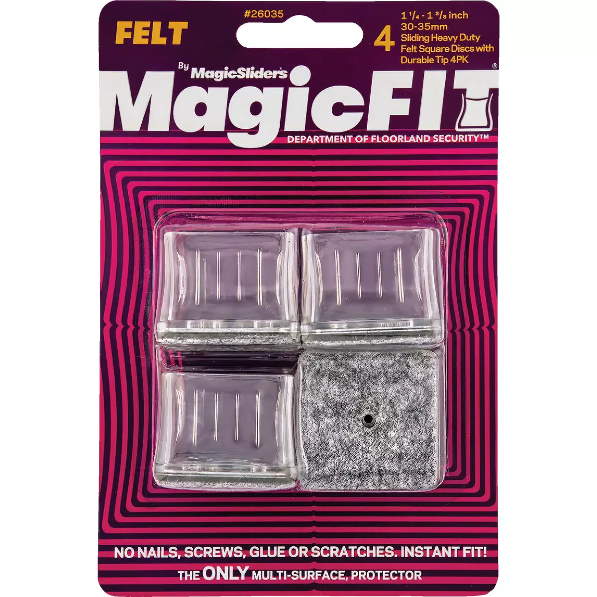 Magic Sliders Magic Fit - 1-1/4 In. - 1-3/8 In. Square Felt Furniture Leg Cup (4-Pack) - photo 2
