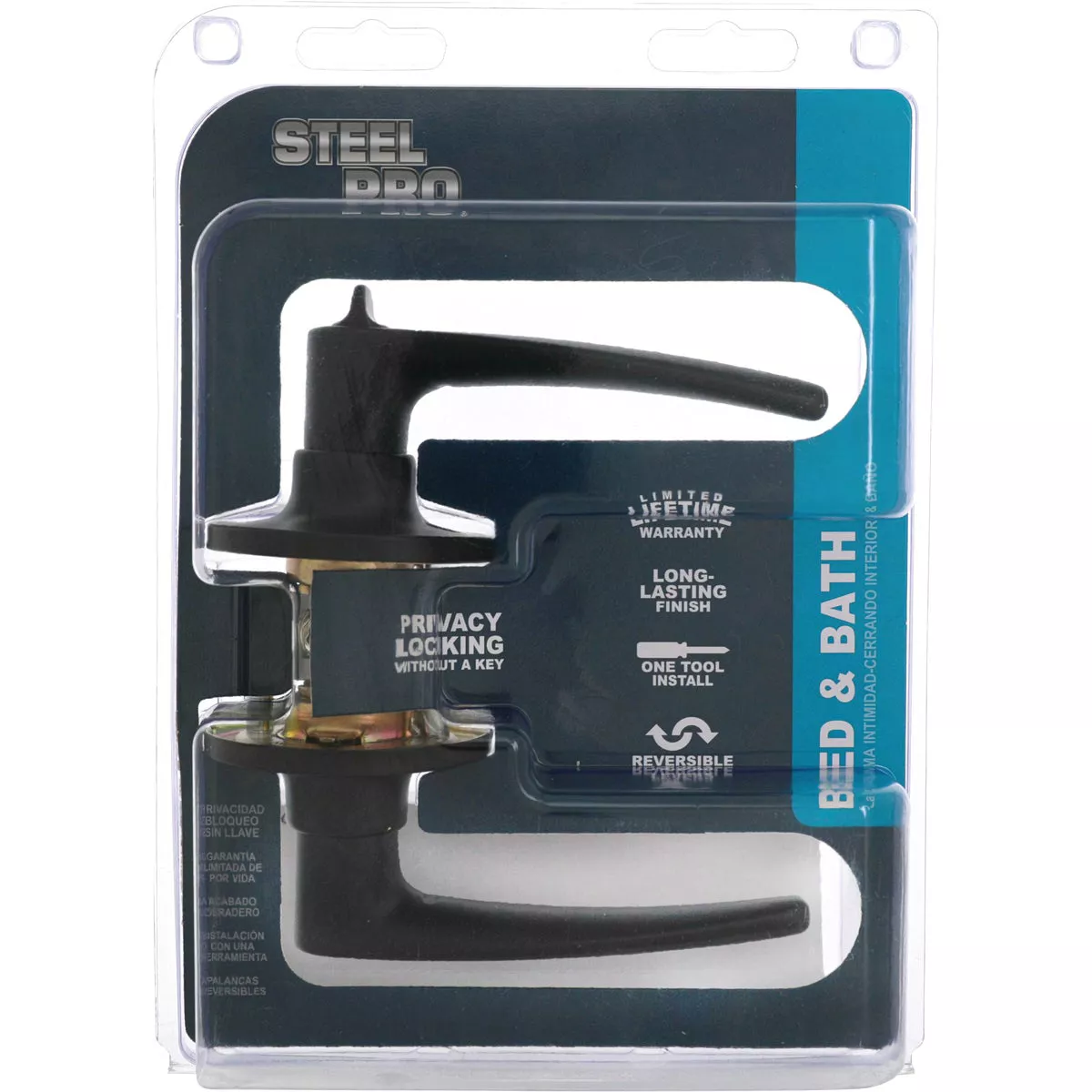 Steel Pro Matte Black Straight Privacy Door Lever - photo 2