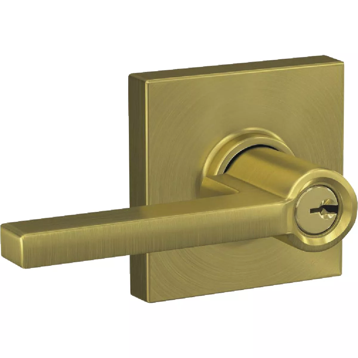 Schlage Latitude Lever with Collins Trim Keyed Entry Lock in Satin Brass - photo 2
