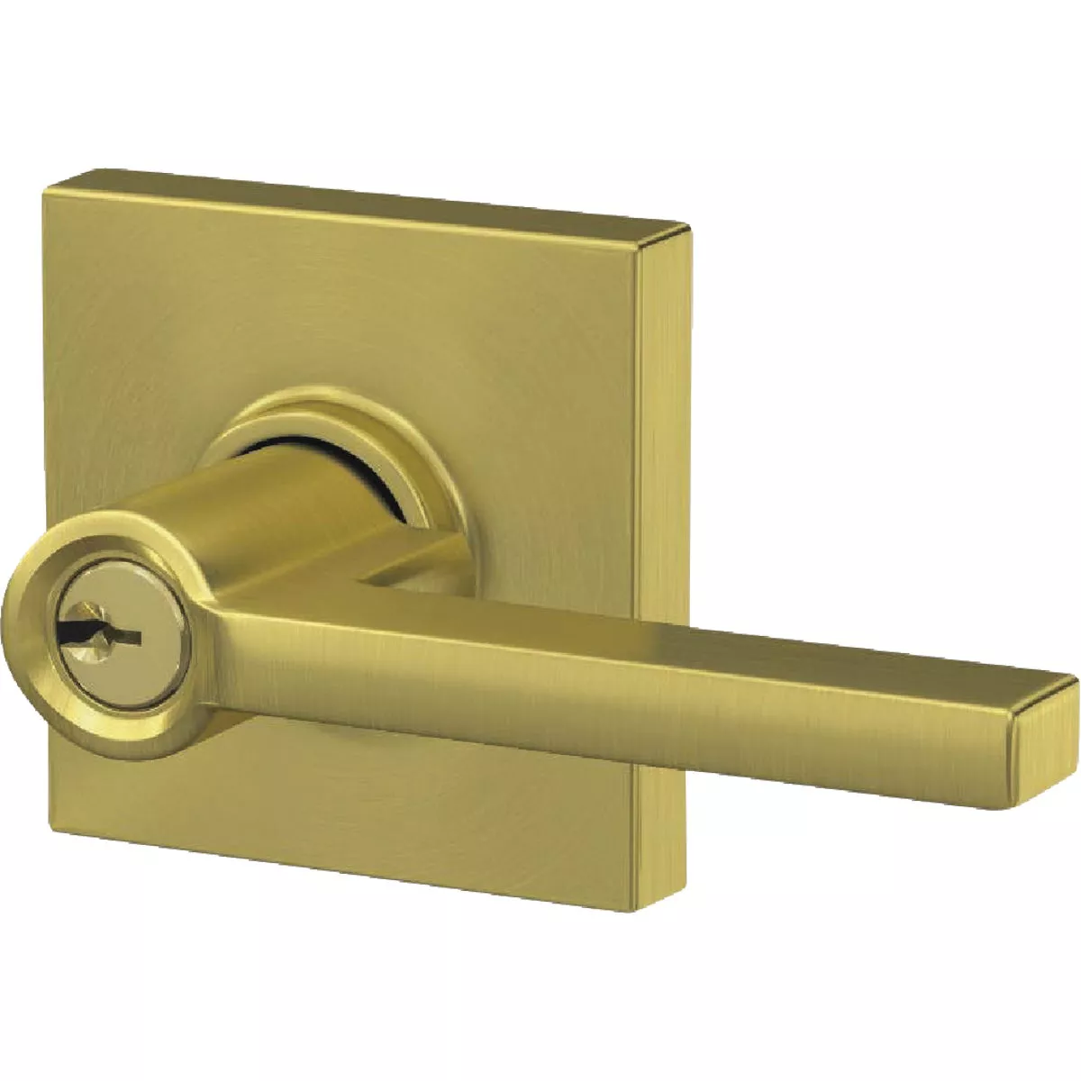 Schlage Latitude Lever with Collins Trim Keyed Entry Lock in Satin Brass - photo 4