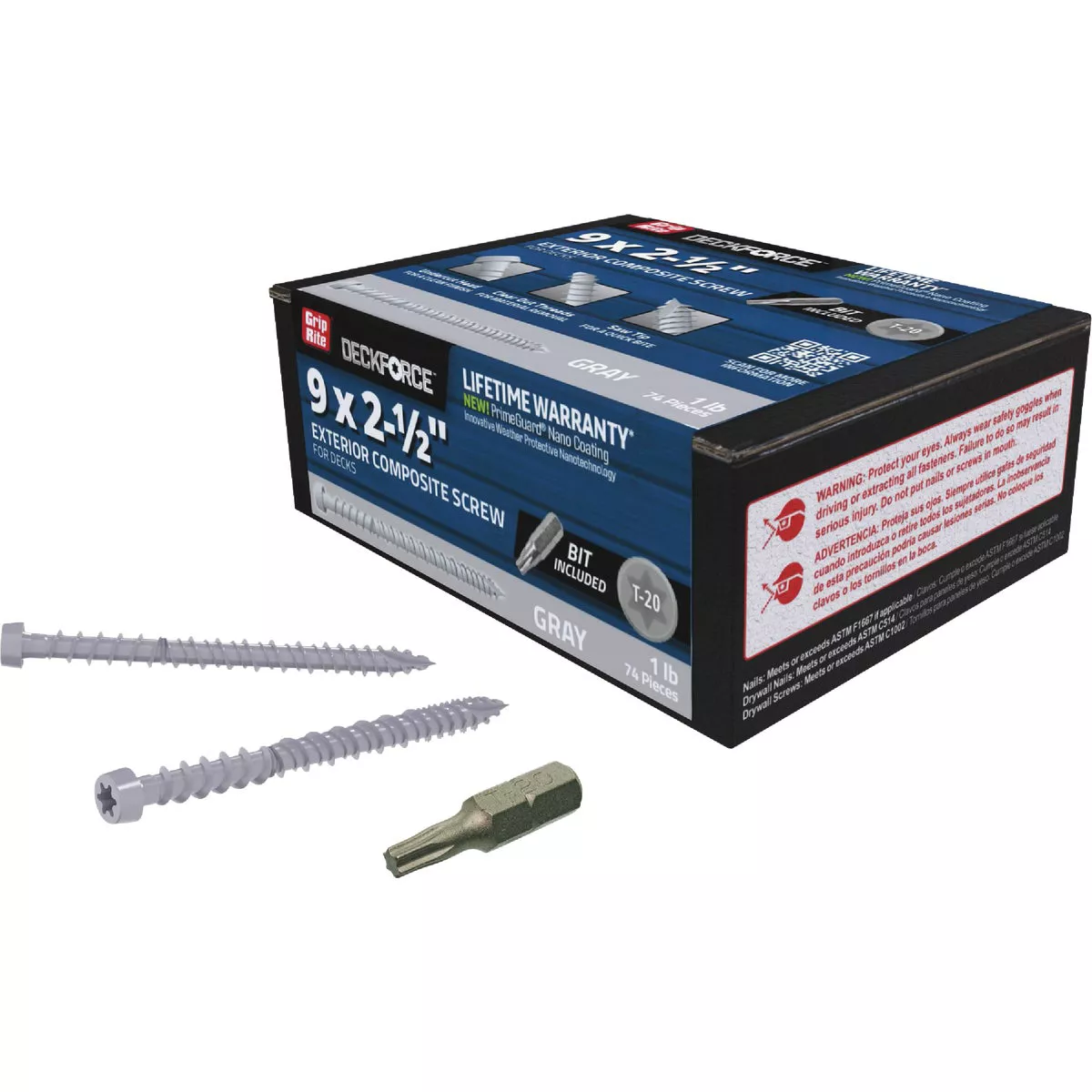 Grip-Rite DeckForce 2-1/2 In. Composite Harbor Gray Deck Screw (1 Lb.) - photo 2
