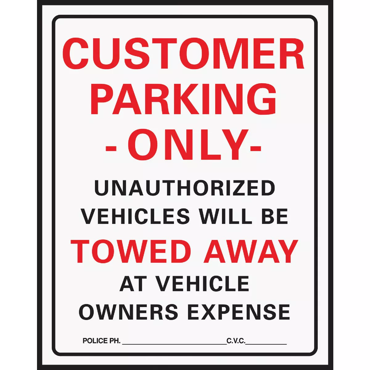 Hy-Ko Commercial Grade Plastic Sign, Customer Parking Only