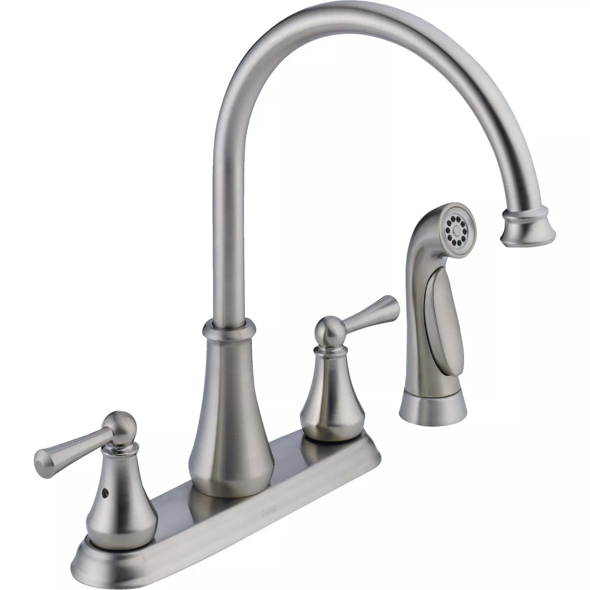 Delta Lewiston Double Handle Kitchen Faucet with Side Spray, Stainless