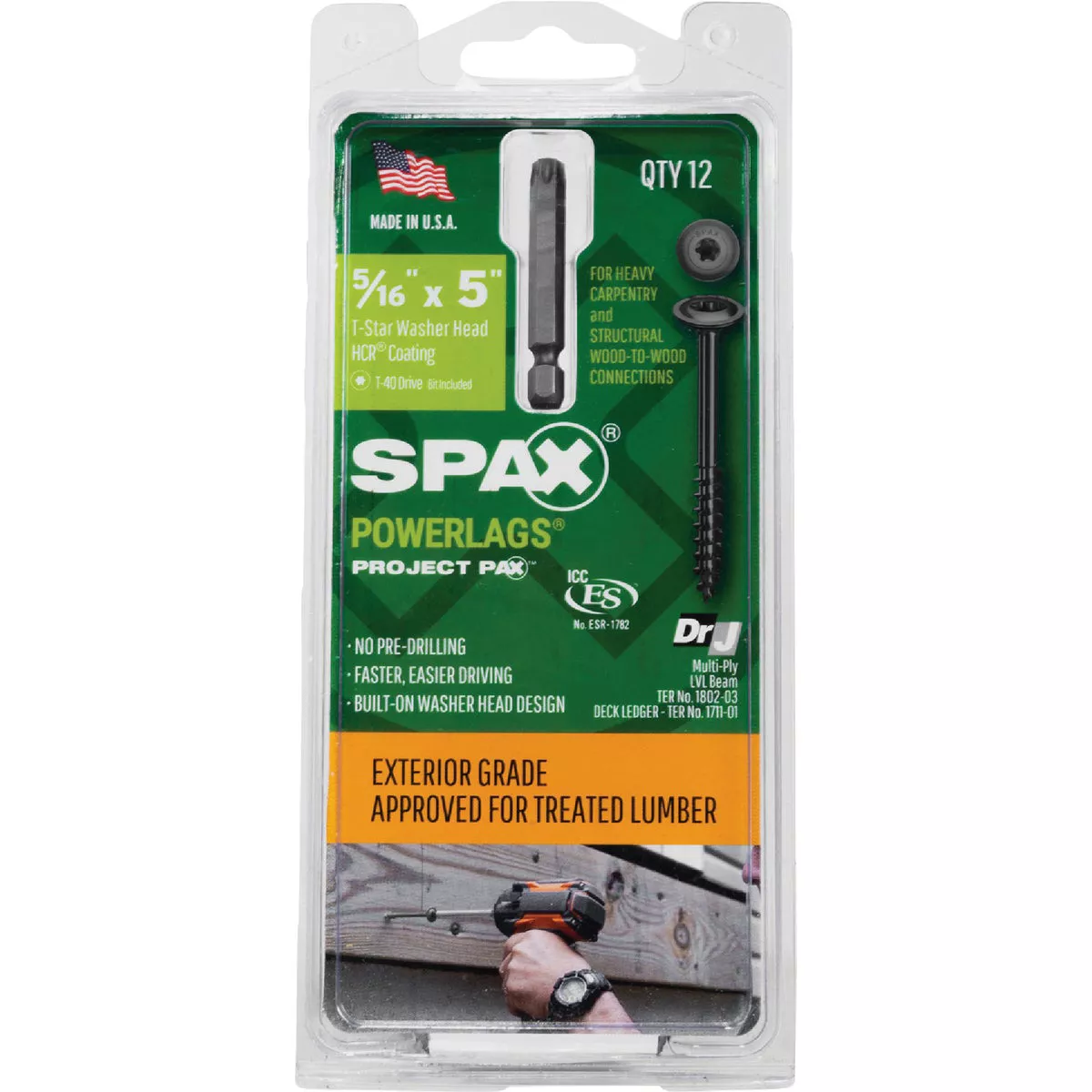 SPAX PowerLags 5/16 In. x 5 In. T40 Washer Head HCR (Exterior Rated) Lag Screw (12-Count) - photo 3