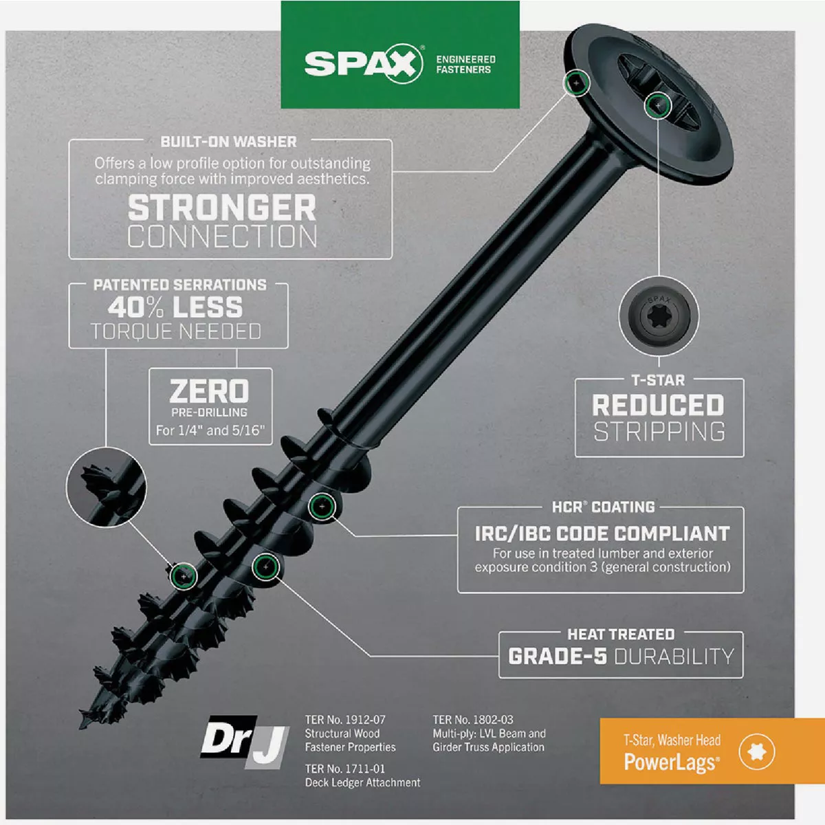 SPAX Powerlag 5/16 In. x 10 In. T40 Washer Head HCR (Exterior Rated) Lag Screw - photo 2