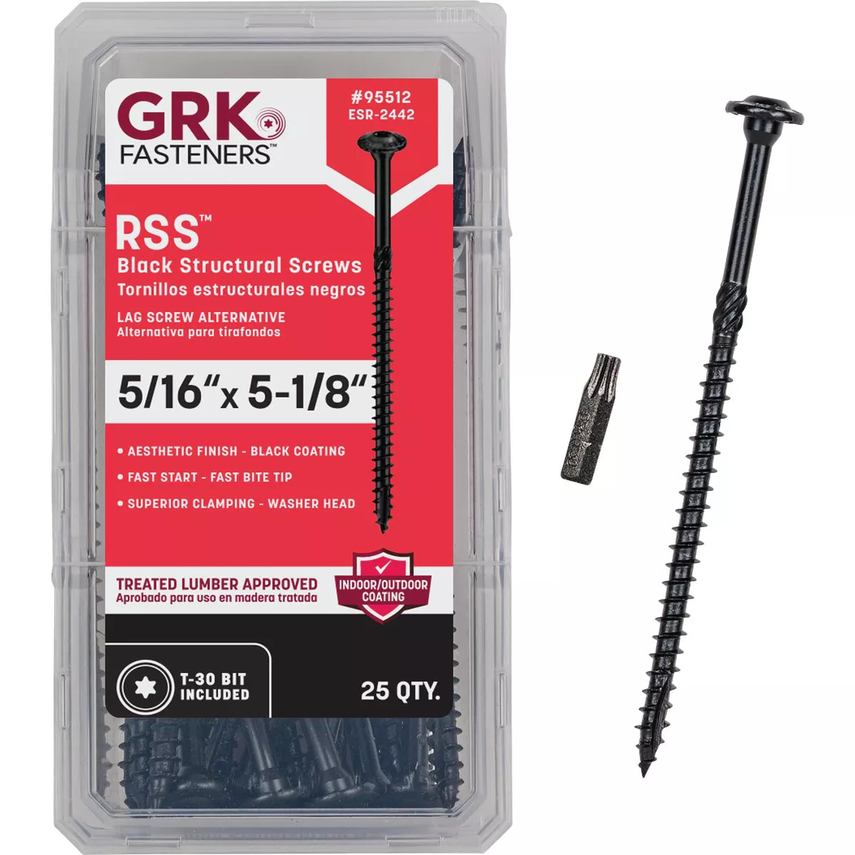 GRK RSS 5/16 In. x 5-1/8 In. Star Drive Washer-Head Black Structure Screw (25 Ct.) - photo 2