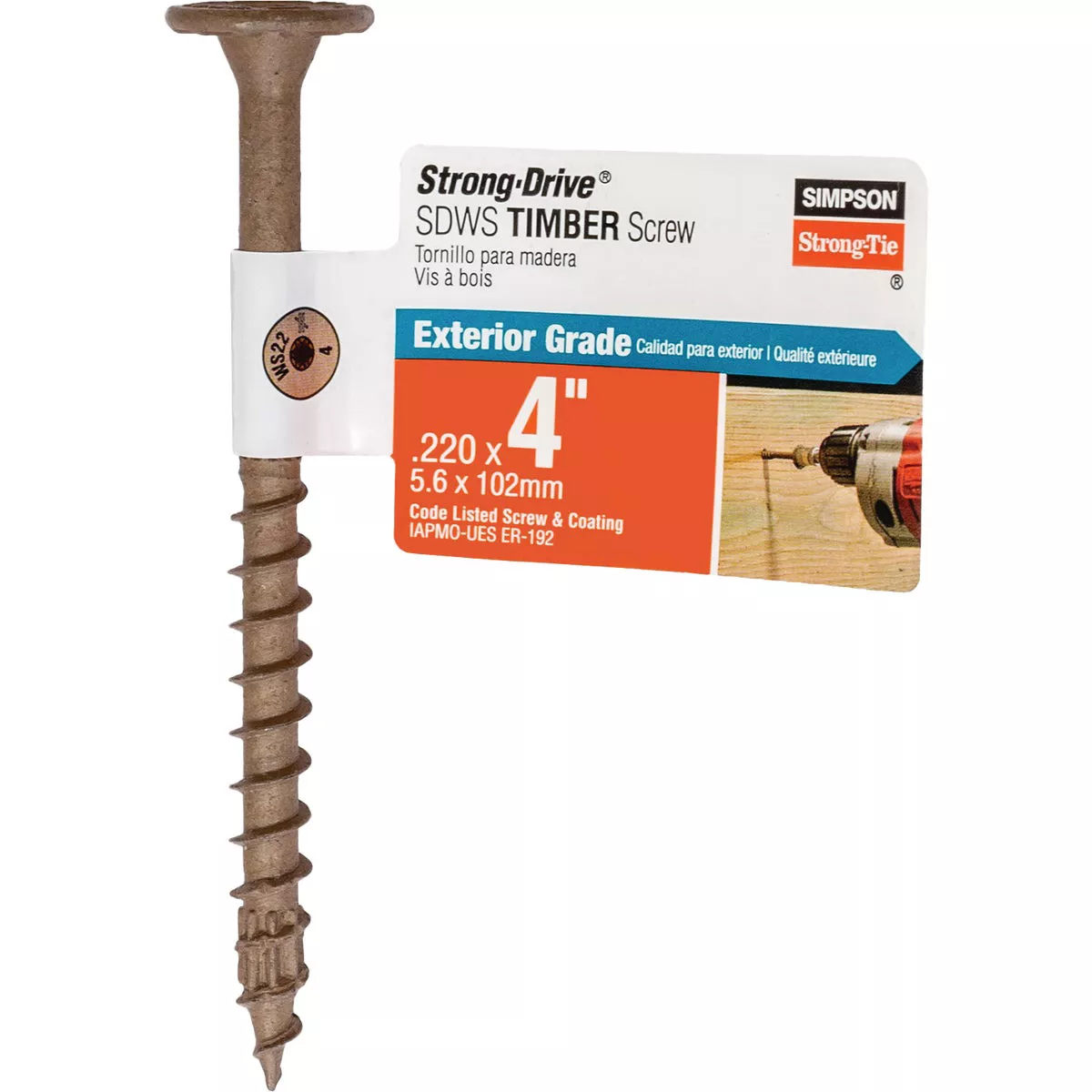 Simpson Strong-Tie Strong-Drive SDWS Timber (Exterior Grade) 0.220 in. x 4 In. T40 Screw - photo 2