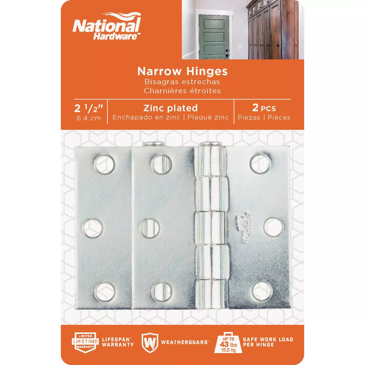 National Hardware 2-1/2 In. Zinc Removable Pin Broad Hinge - photo 2