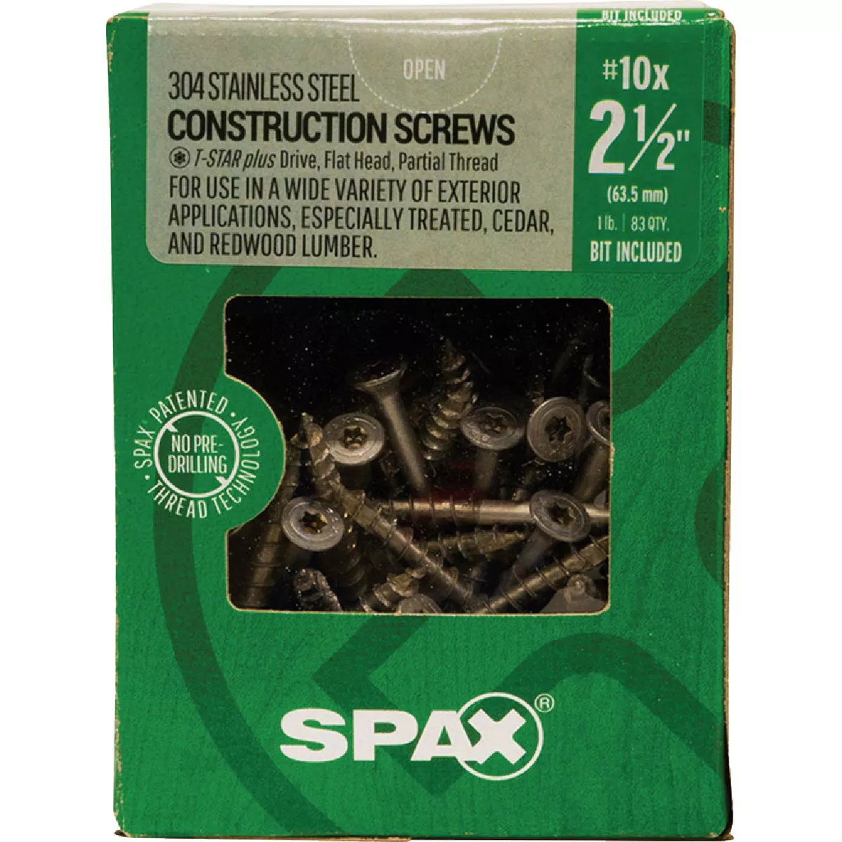 SPAX 10 x 2-1/2 In. Flat Head T-20+ 304 Stainless Steel (Exterior Rated) 1 Lb. (83-Count) - photo 3