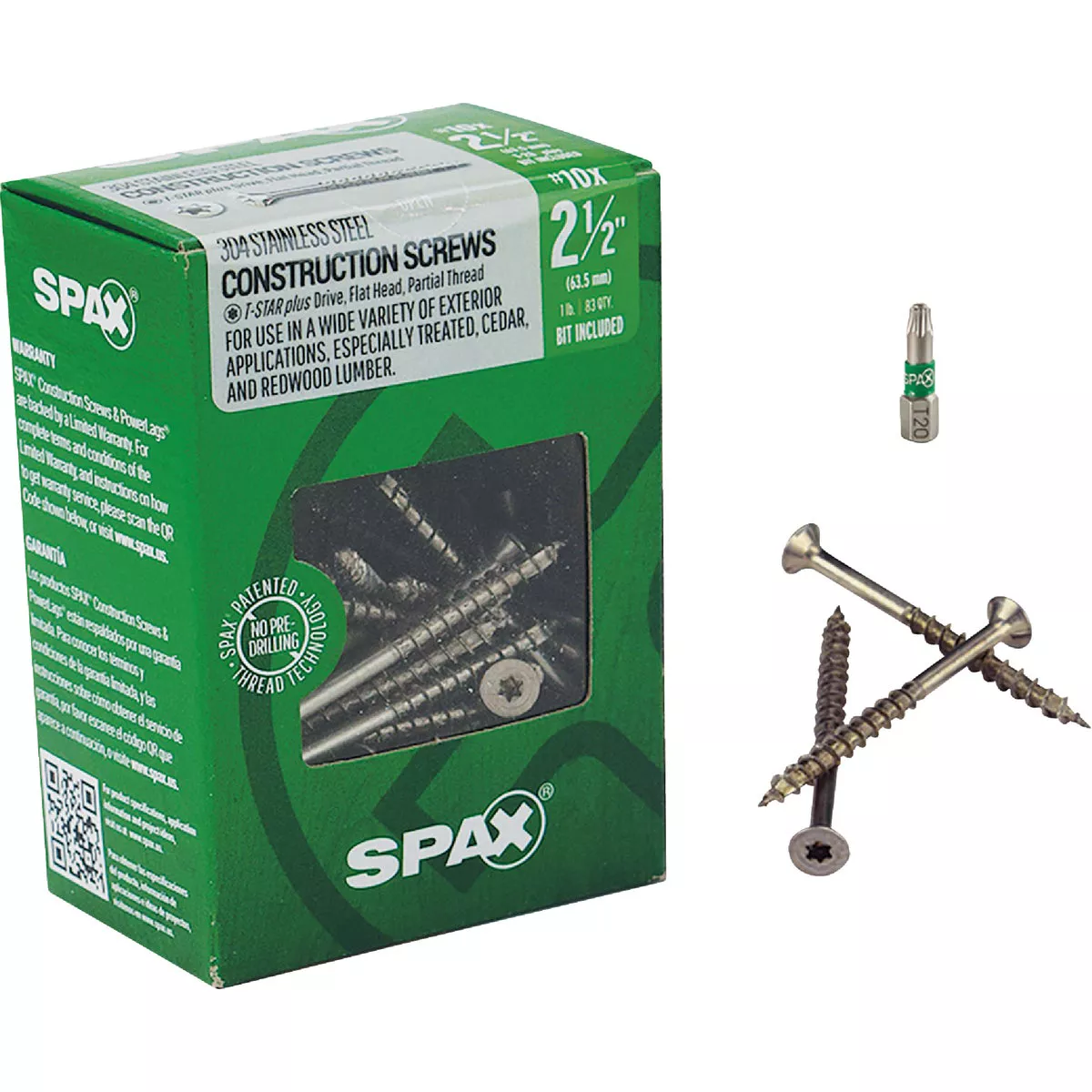 SPAX 10 x 2-1/2 In. Flat Head T-20+ 304 Stainless Steel (Exterior Rated) 1 Lb. (83-Count) - photo 5