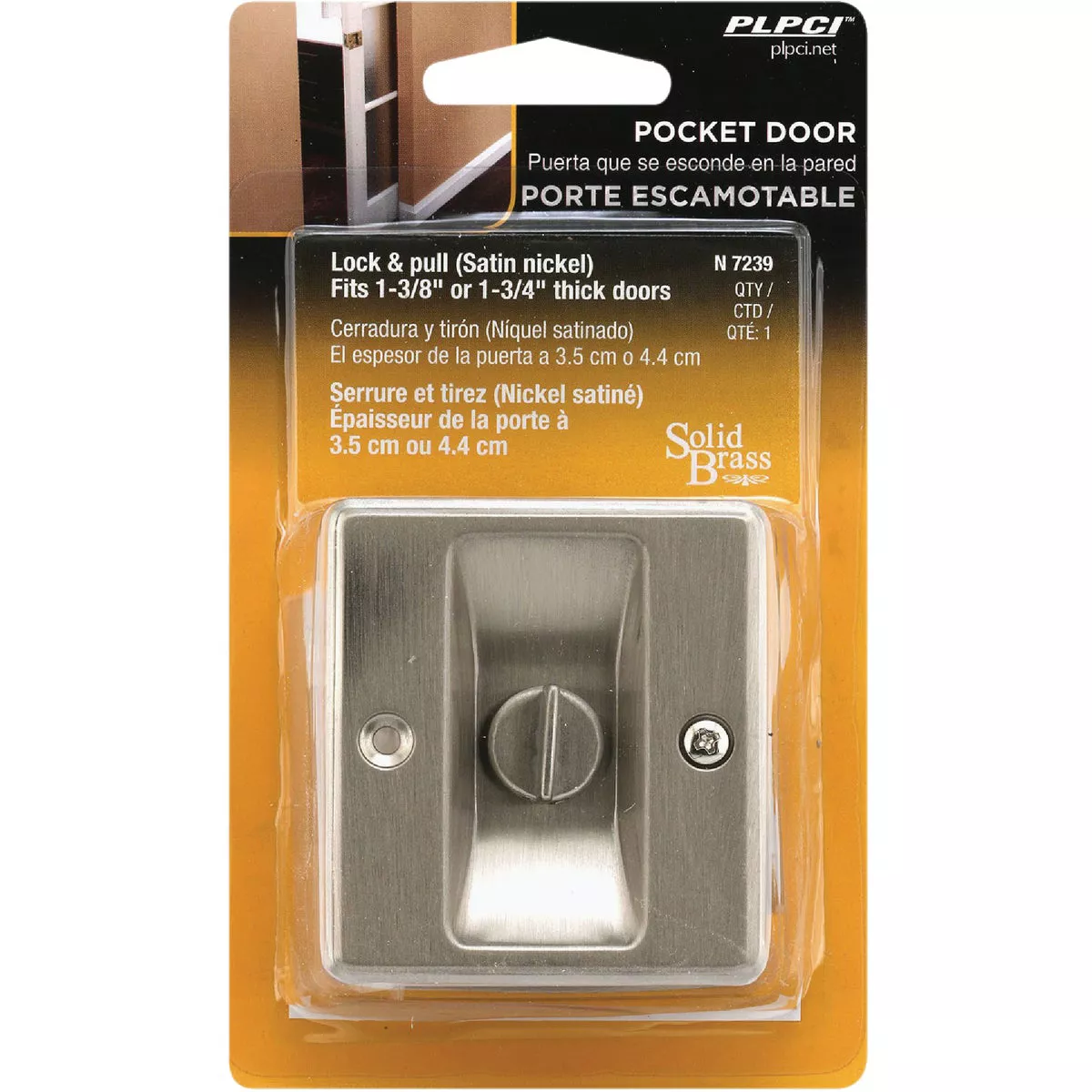 Prime-Line 2-3/4 In. Satin Nickel Pocket Door Privacy Lock - photo 2