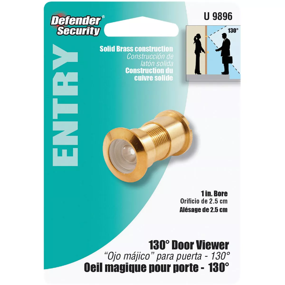 Defender Security Solid Brass 1 In. Hole Door Viewer - photo 2